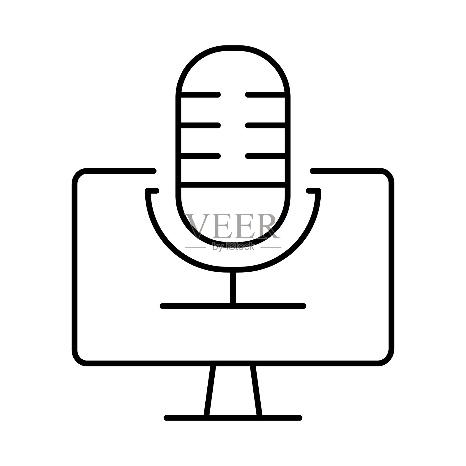 可编辑的监控线条图标。电脑、计算机功能、钱包、市场营销、促销插画图片素材