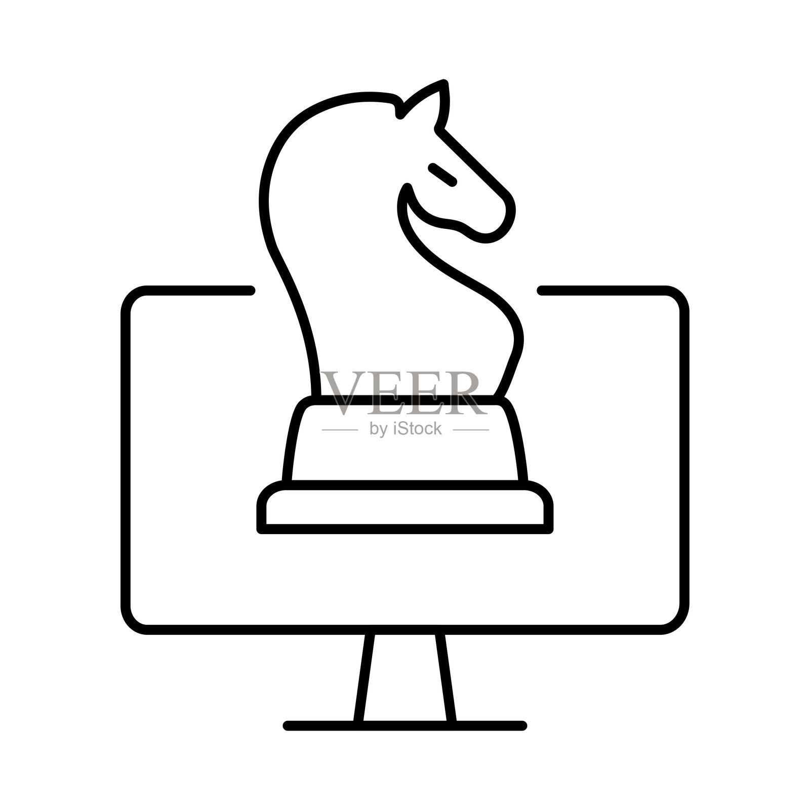 可编辑的监控线条图标。电脑、计算机功能、钱包、市场营销、促销插画图片素材