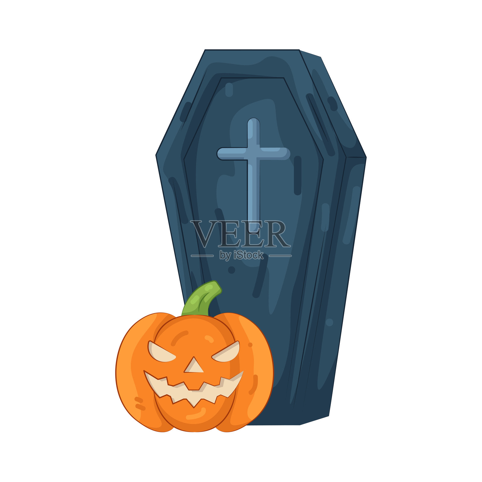 南瓜装饰的棺材插画图片素材