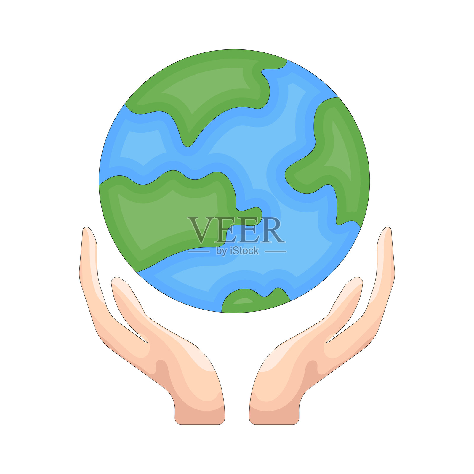 手握地球仪插画图片素材