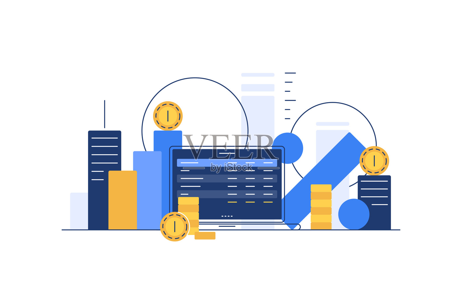 财务分析、统计、商业战略与规划插画图片素材