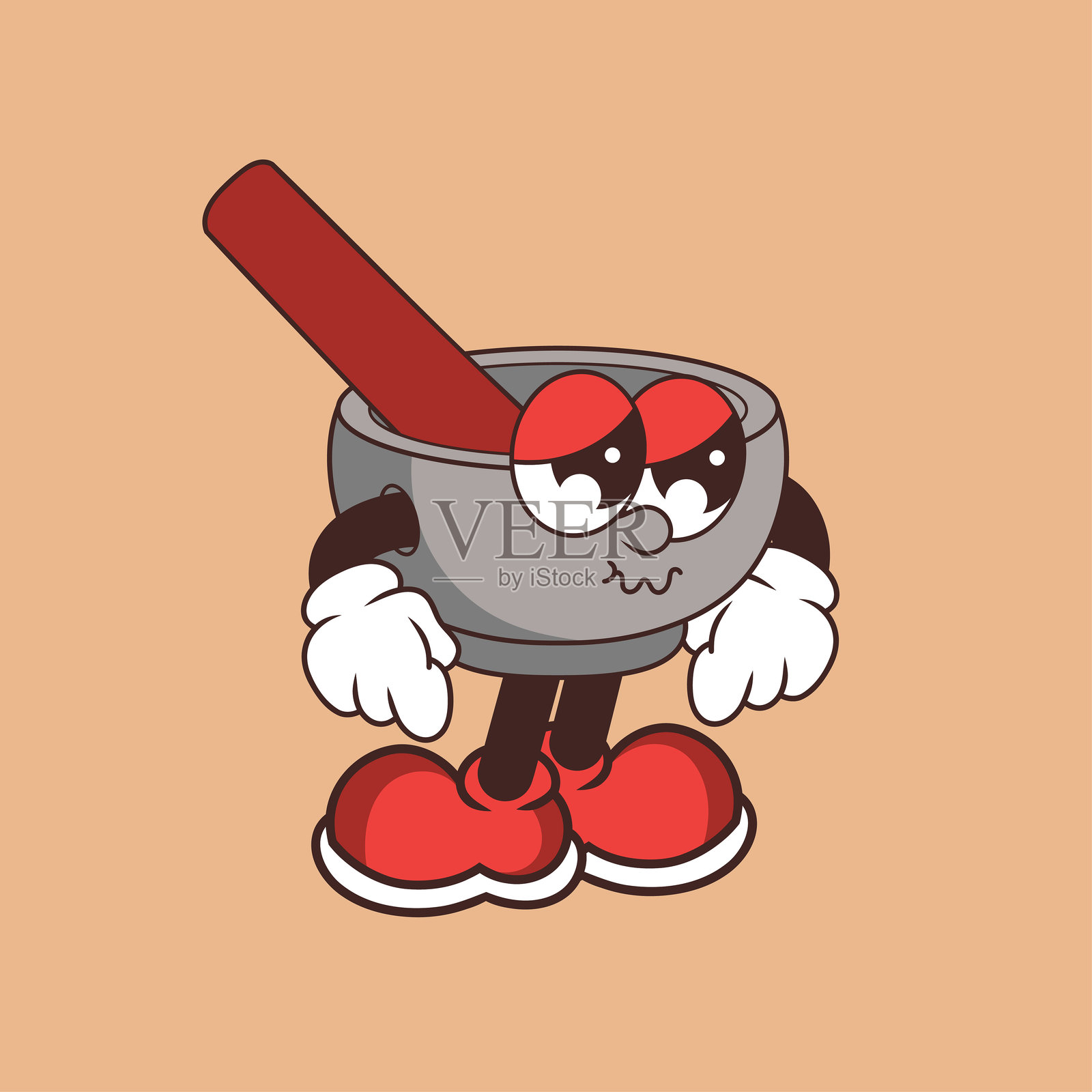 复古风格的悲伤炮弹角色设计插画图片素材