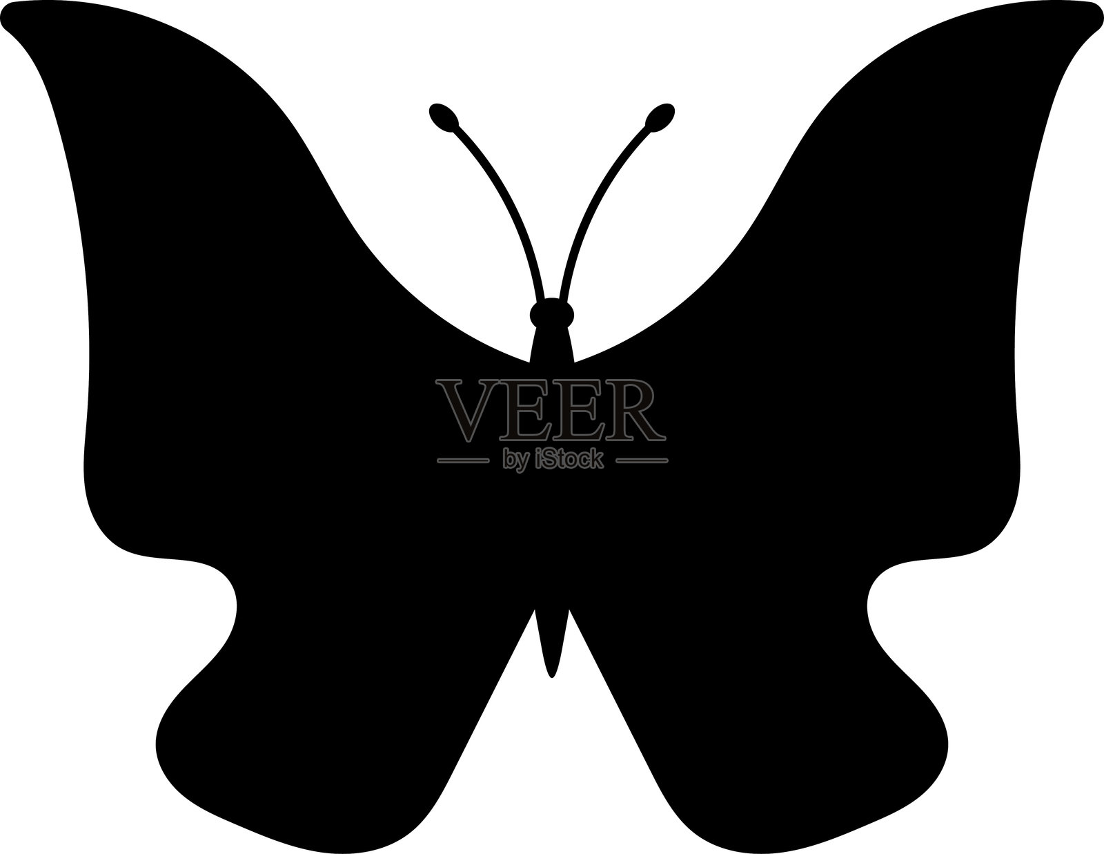 蝴蝶插图符号纹身。蝴蝶矢量剪影图标。简约昆虫标志、纹身和夏季设计符号。插画图片素材