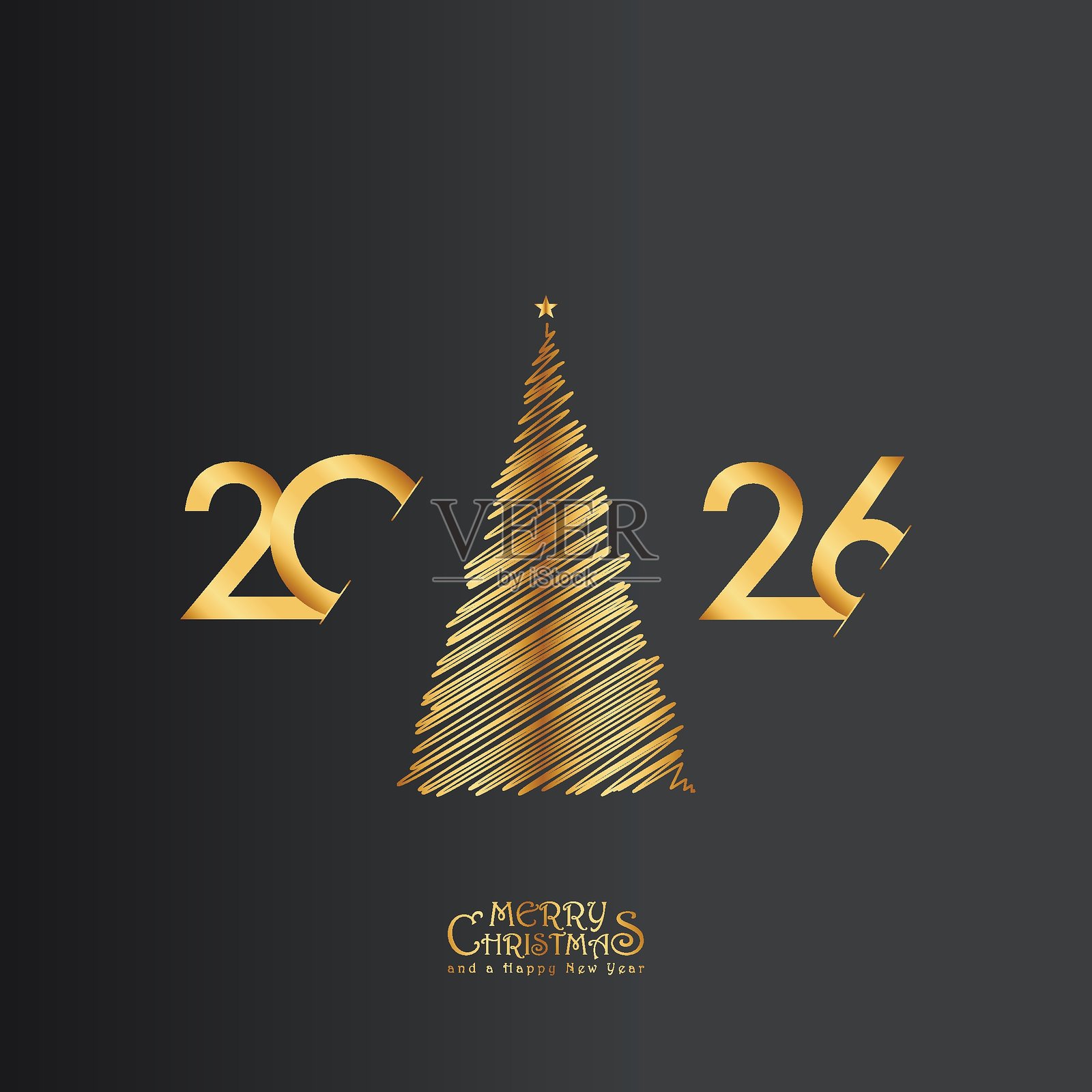 2026年新年快乐设计矢量图。时尚的2025年新年设计模板。圣诞快乐。插画图片素材