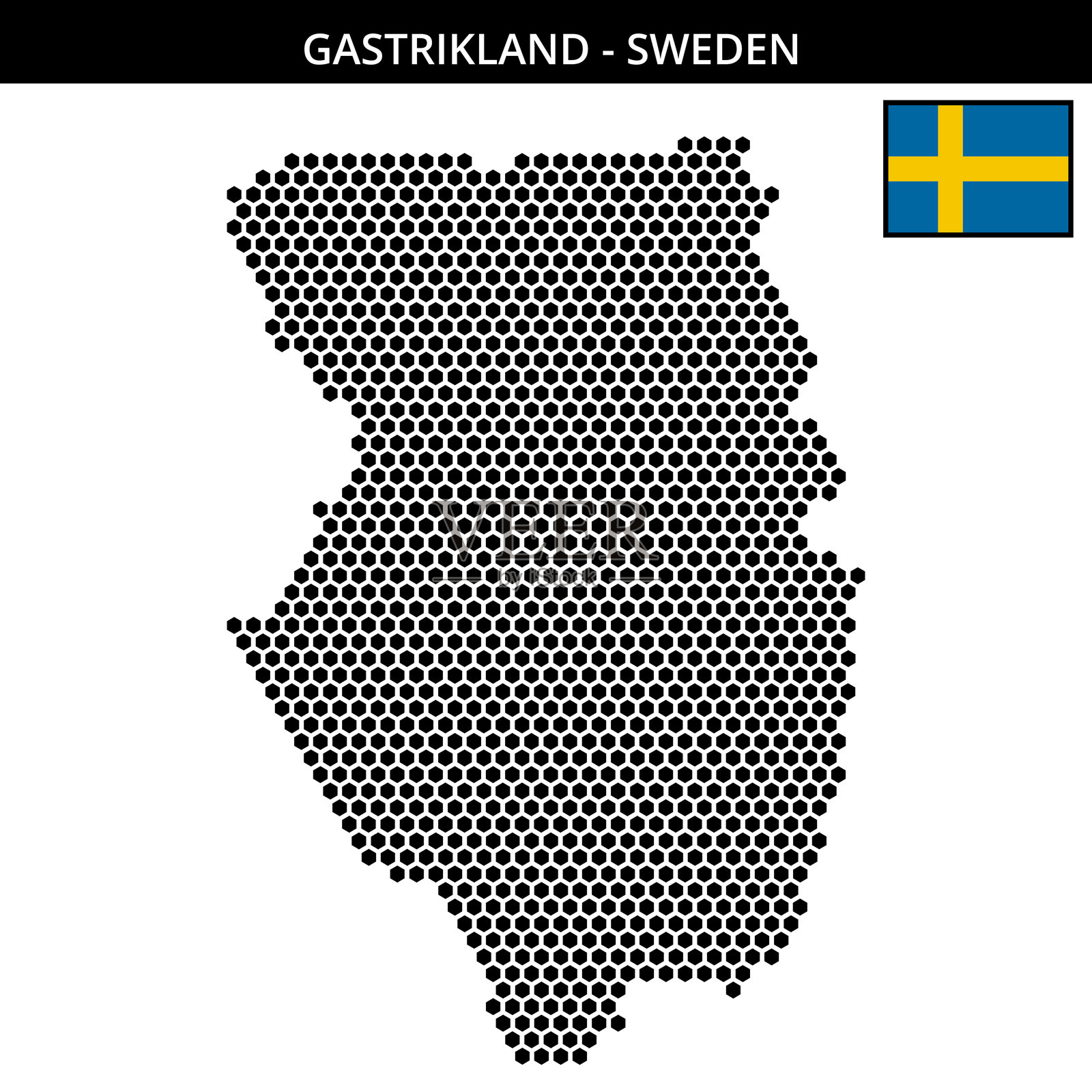 瑞典加斯特里克兰的中等六边形点状地图插画图片素材