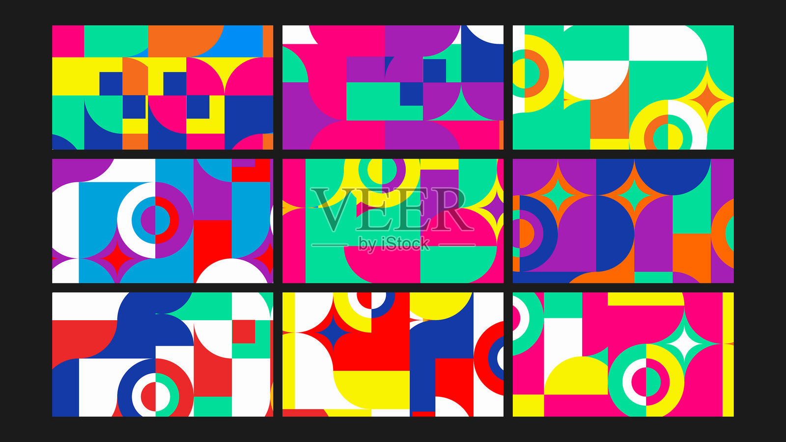 几何复古瓷砖背景集插画图片素材