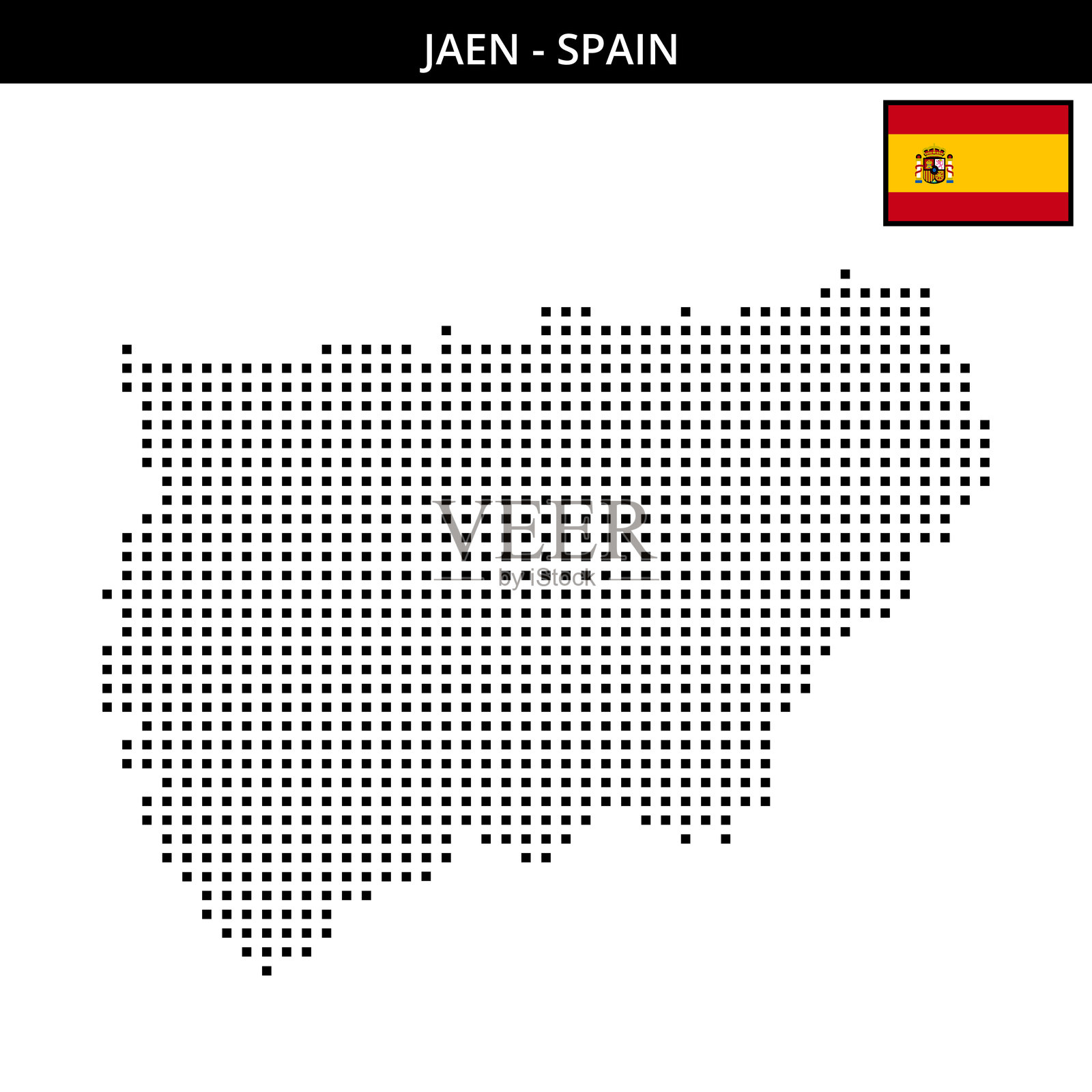 西班牙哈恩的中等方形点状地图插画图片素材