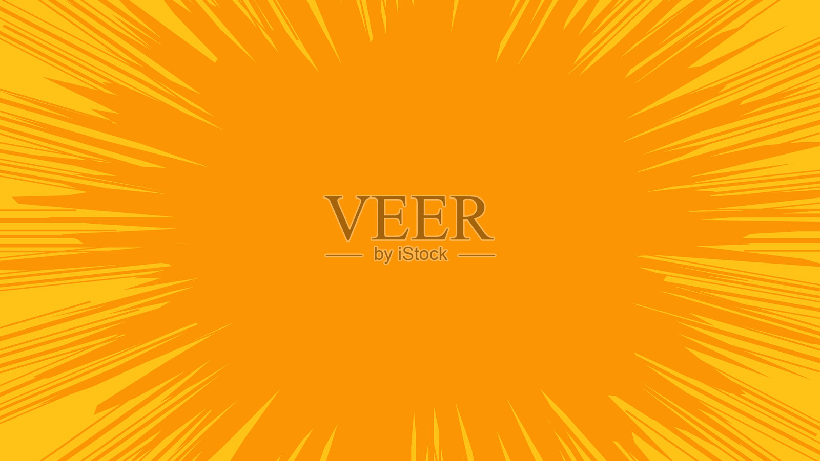 抽象的黄色和橙色漫画背景，带有爆炸线条的卡通效果插画图片素材