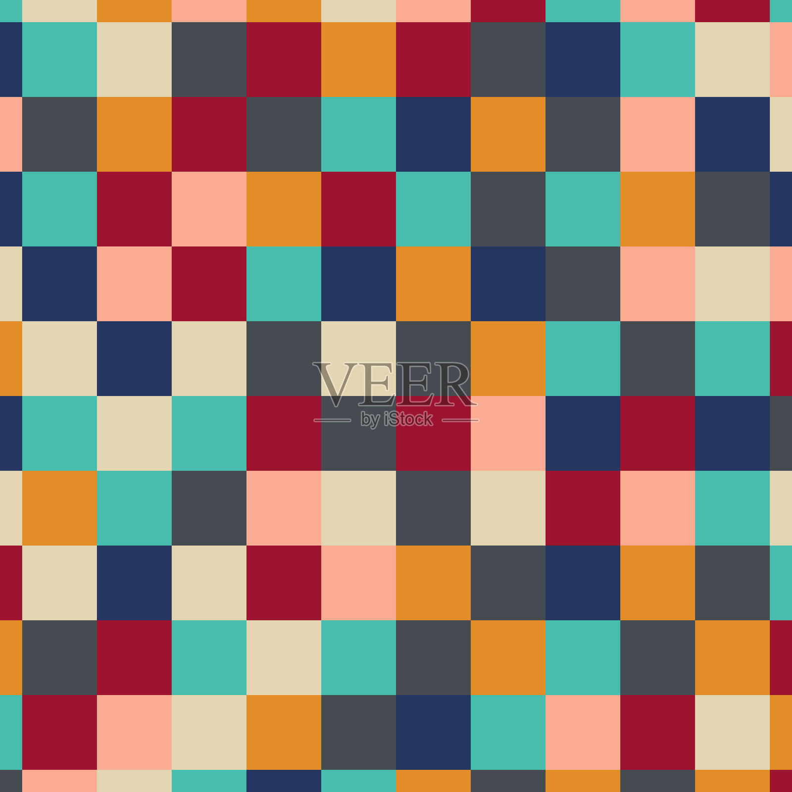 充满活力的现代彩色方块网格，展现出色调和色彩的有趣混合，带来充满活力的视觉冲击。插画图片素材