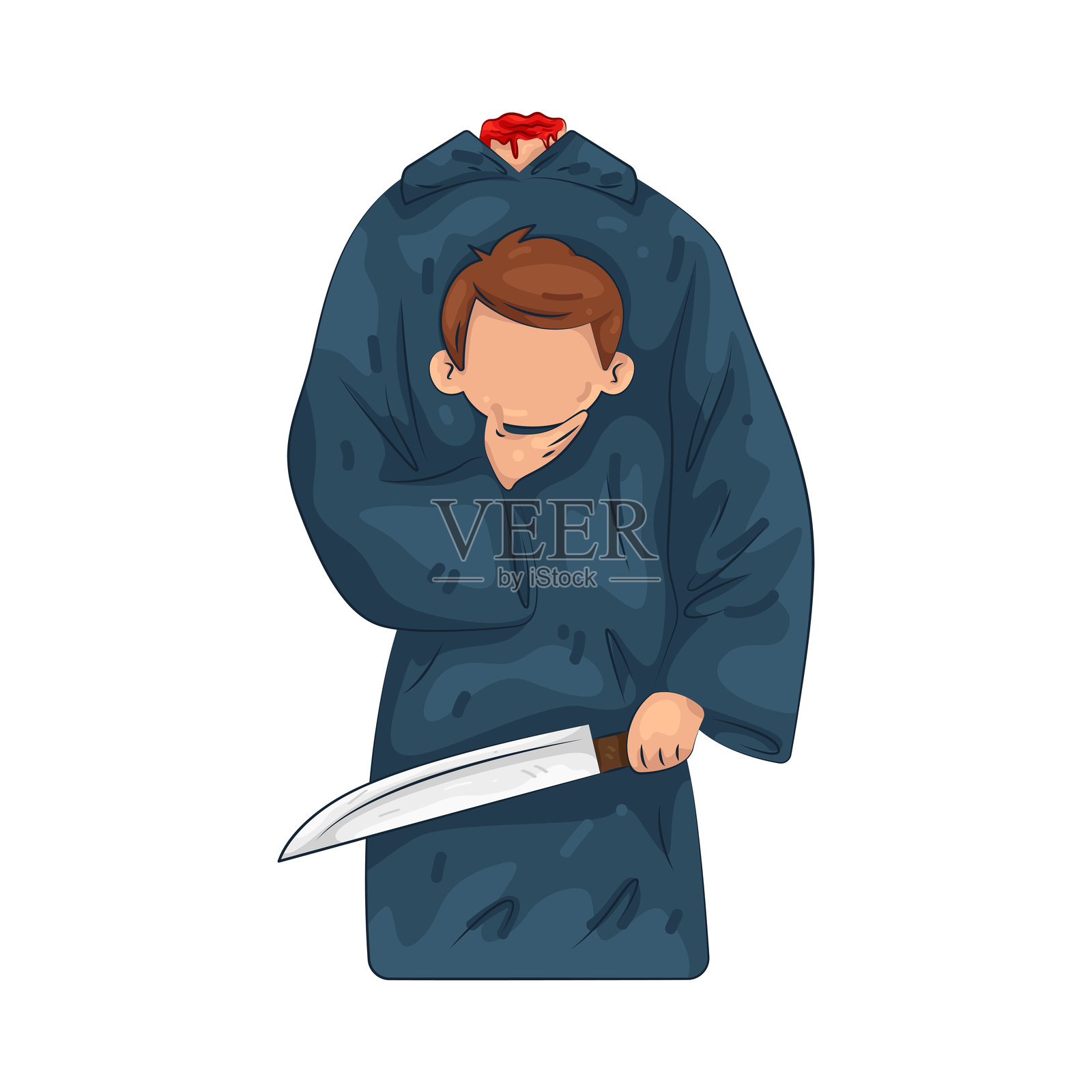 穿着无头人服装的孩子插画图片素材