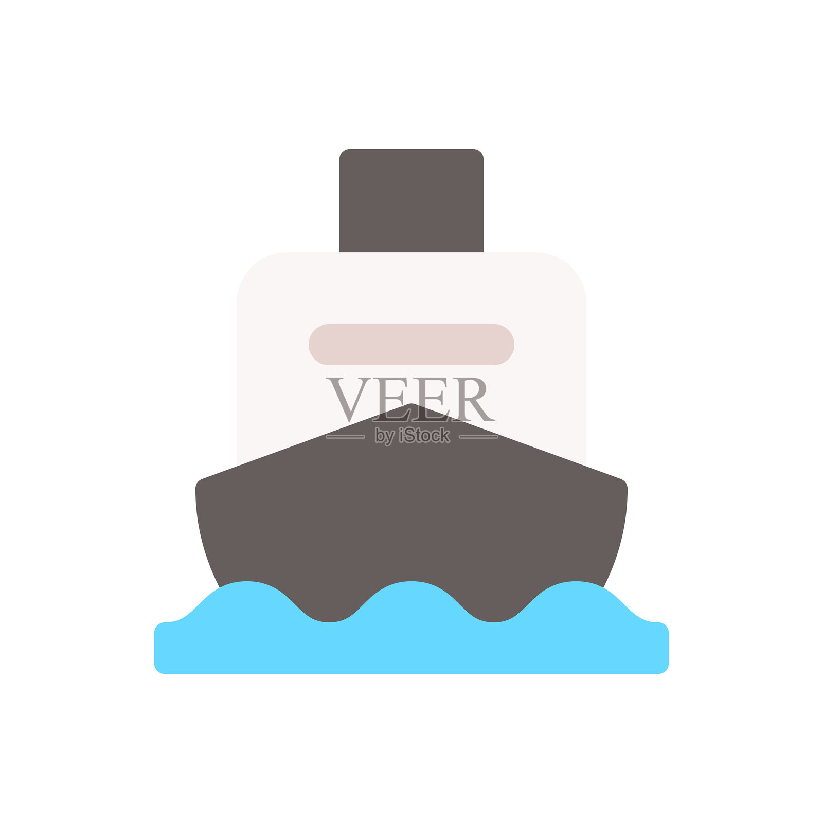 邮轮、船、平面矢量图标，白色背景。矢量插图，符号。表情符号。插画图片素材