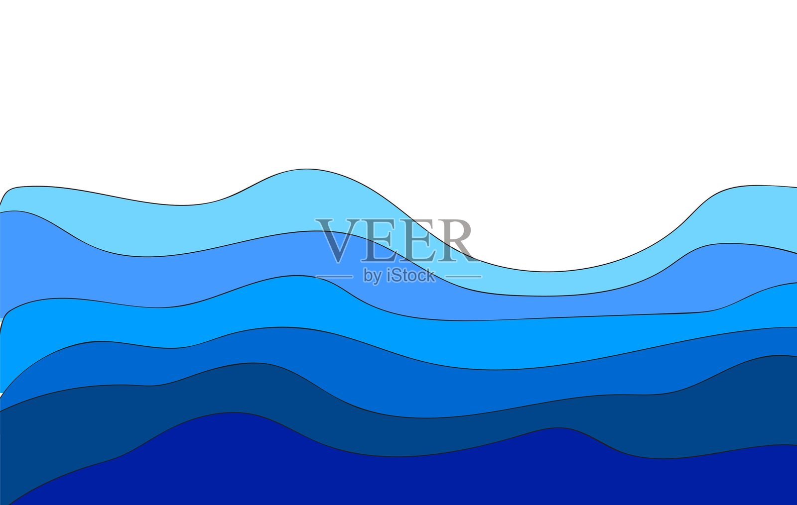 渐变蓝色波浪插图背景.eps插画图片素材