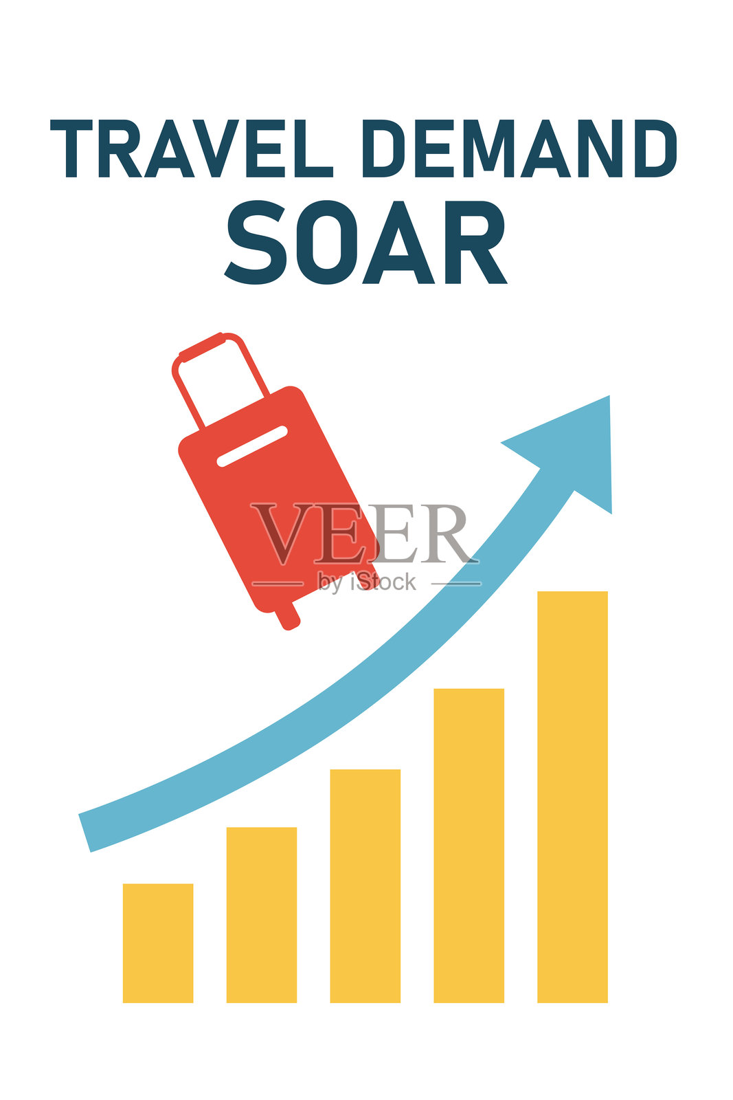 旅游需求激增。商业箭头图表向上表示假期带来的利润和增长。插画图片素材