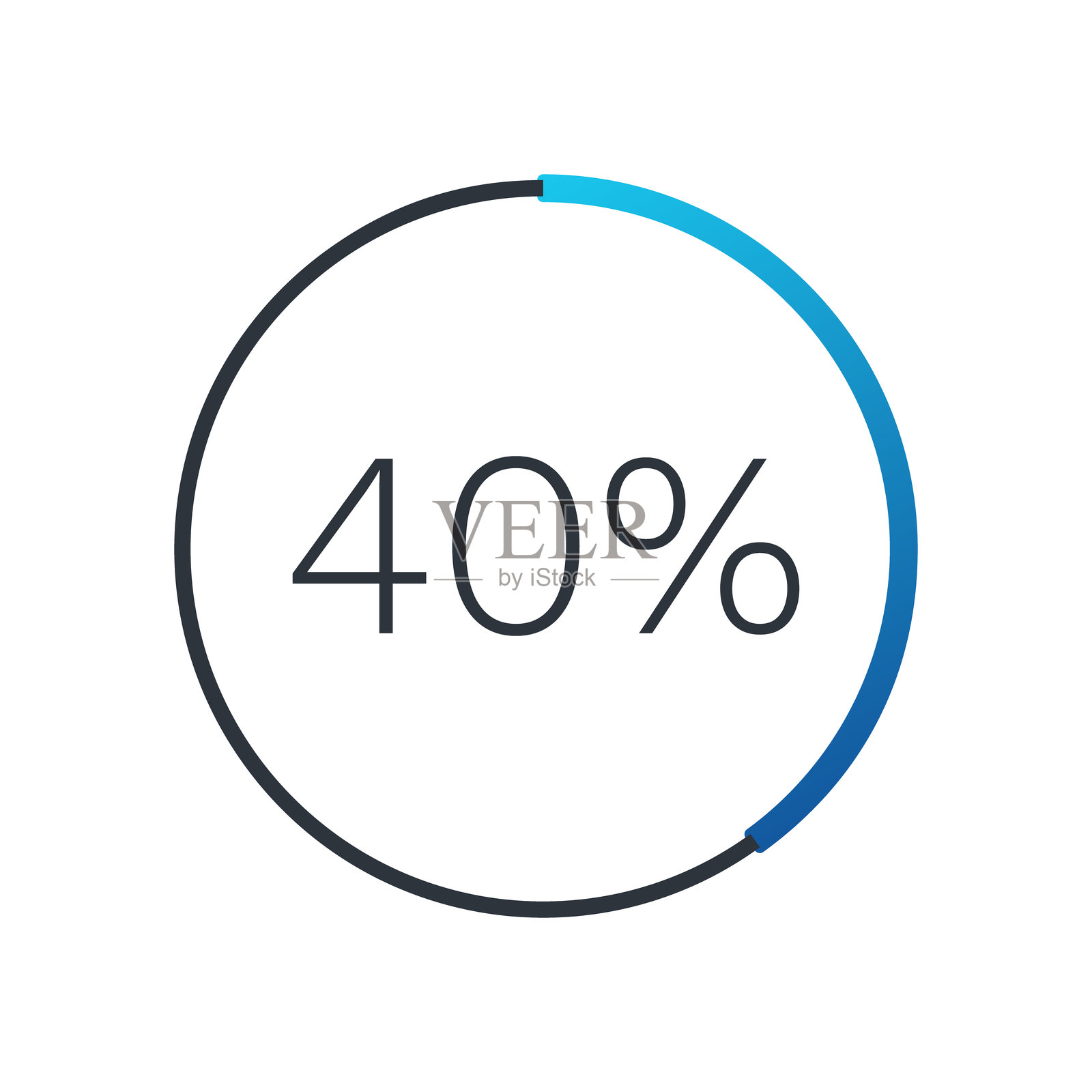 40% 圆形图表。孤立符号。矢量渐变元素。信息图标。适用于商业、金融、报告、网页设计、下载和演示的插图图标。插画图片素材