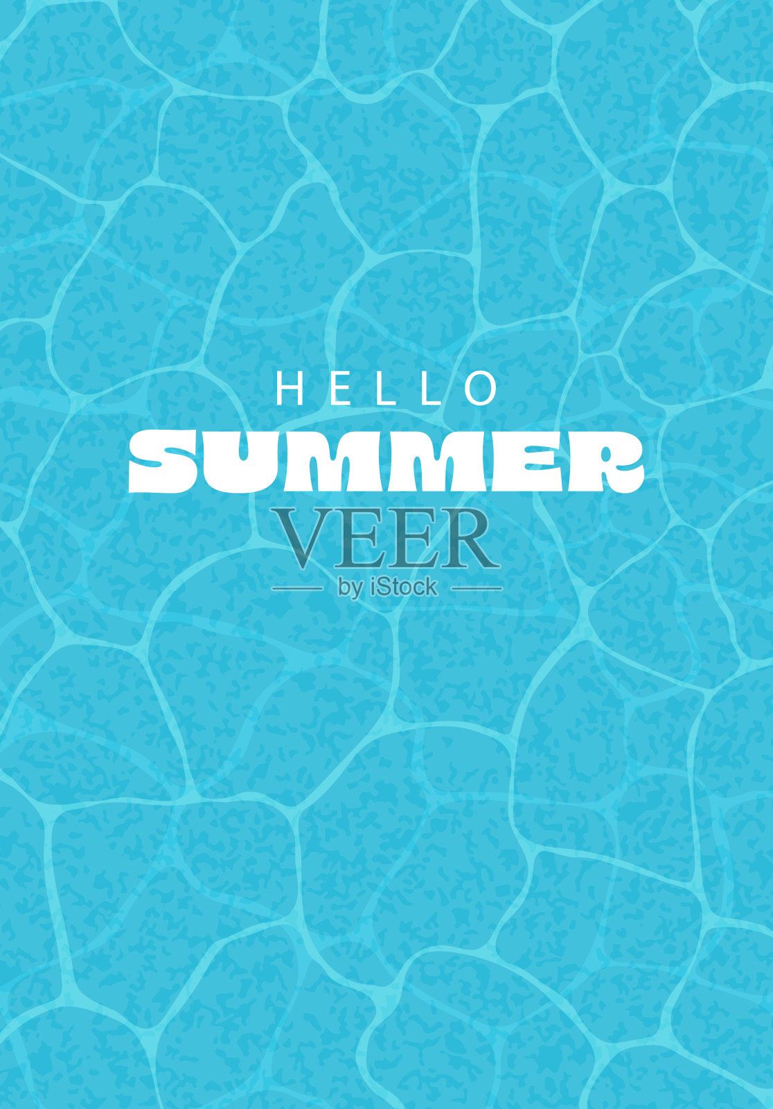 你好夏天，蓝色泳池水面背景，阳光反射，海洋和海面。适合夏季、度假和旅行的矢量插图。插画图片素材