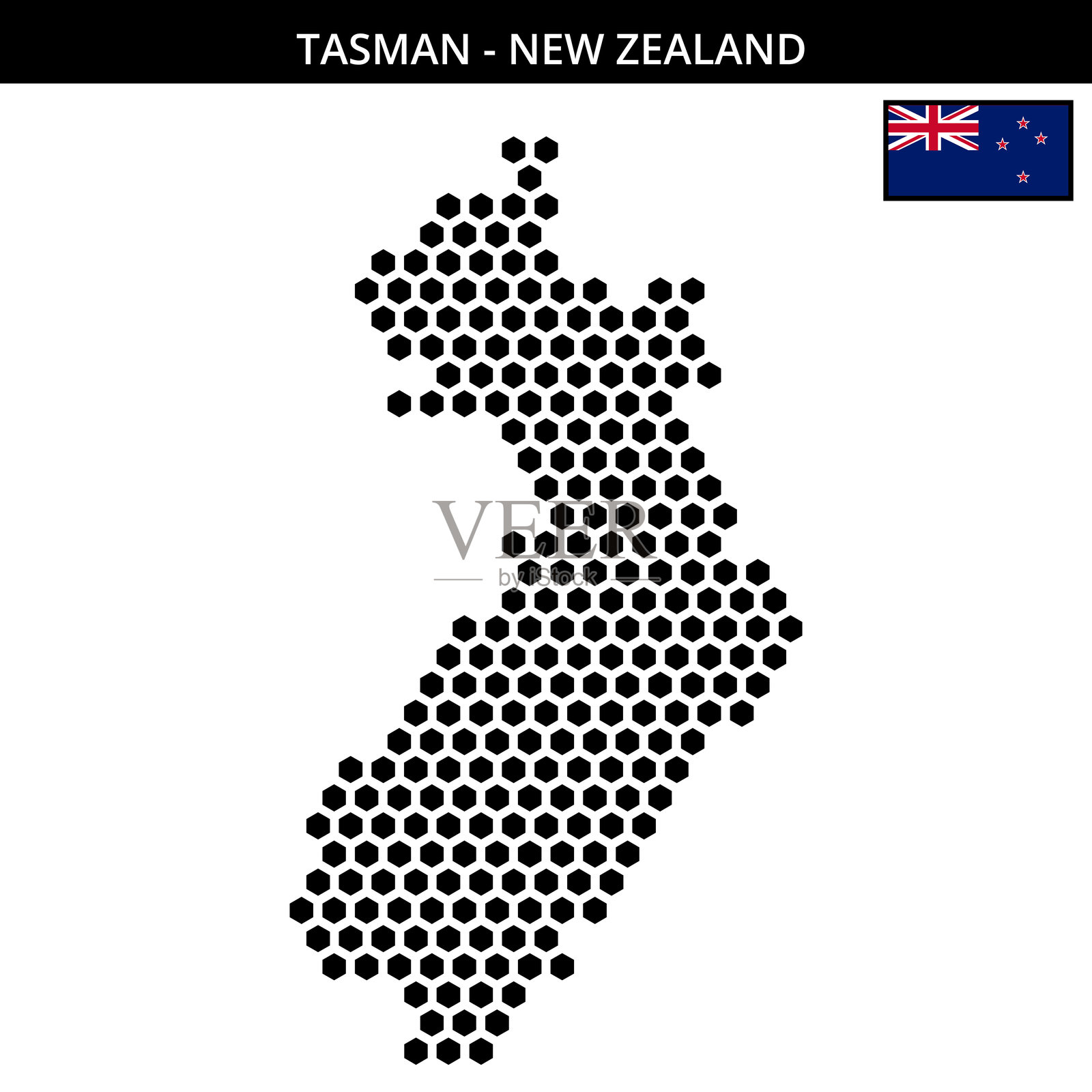 新西兰塔斯曼的大六边形点状地图插画图片素材