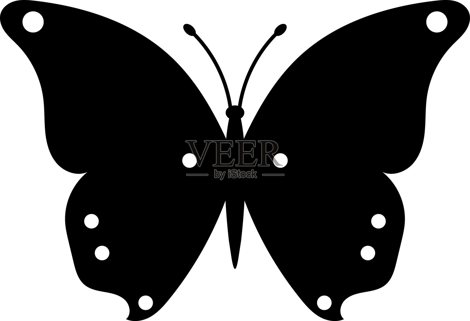 蝴蝶插图符号纹身。蝴蝶矢量剪影图标。简约昆虫标志、纹身和夏季设计符号。插画图片素材