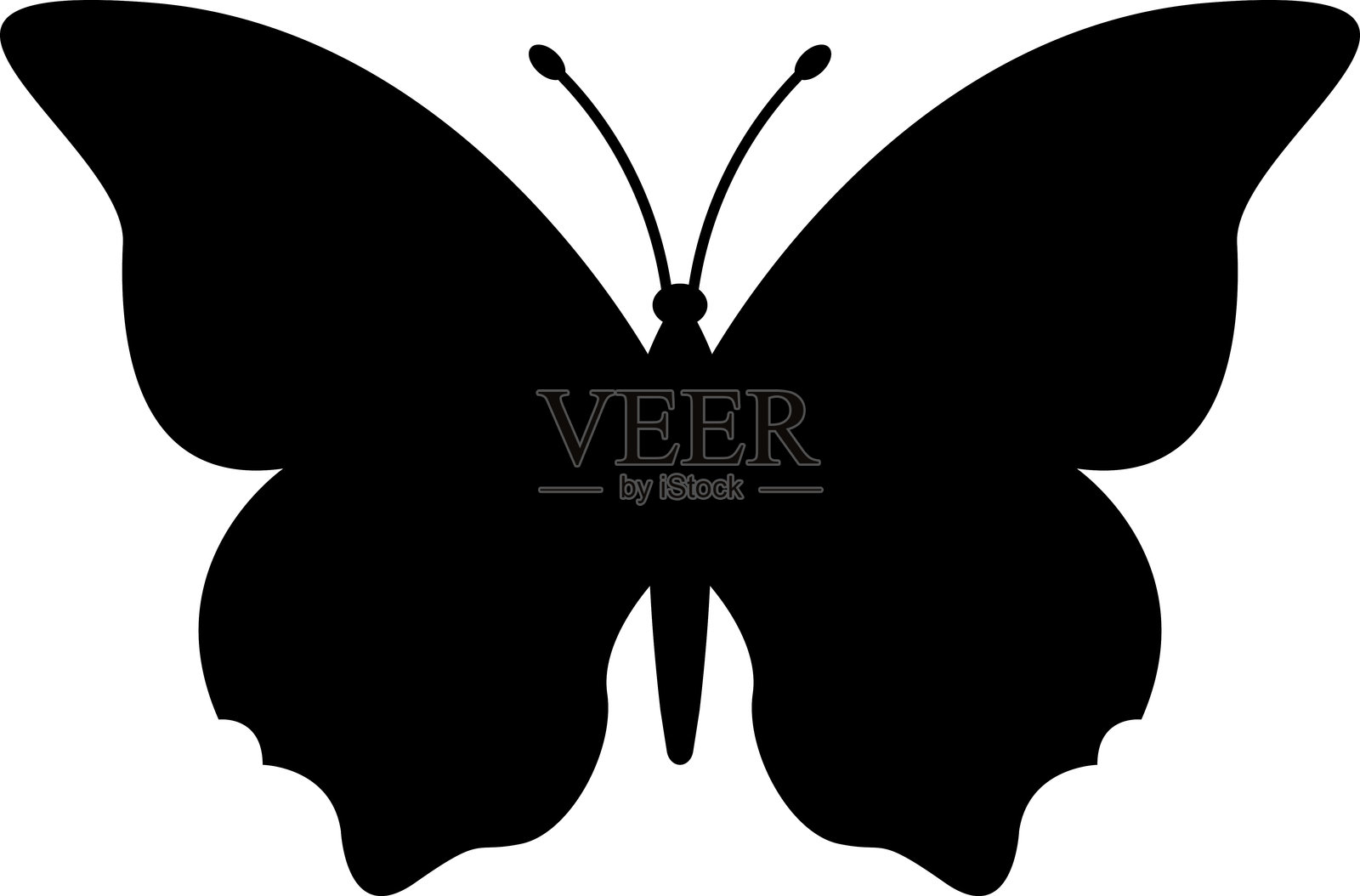 蝴蝶插图符号纹身。蝴蝶矢量剪影图标。简约昆虫标志、纹身和夏季设计符号。插画图片素材