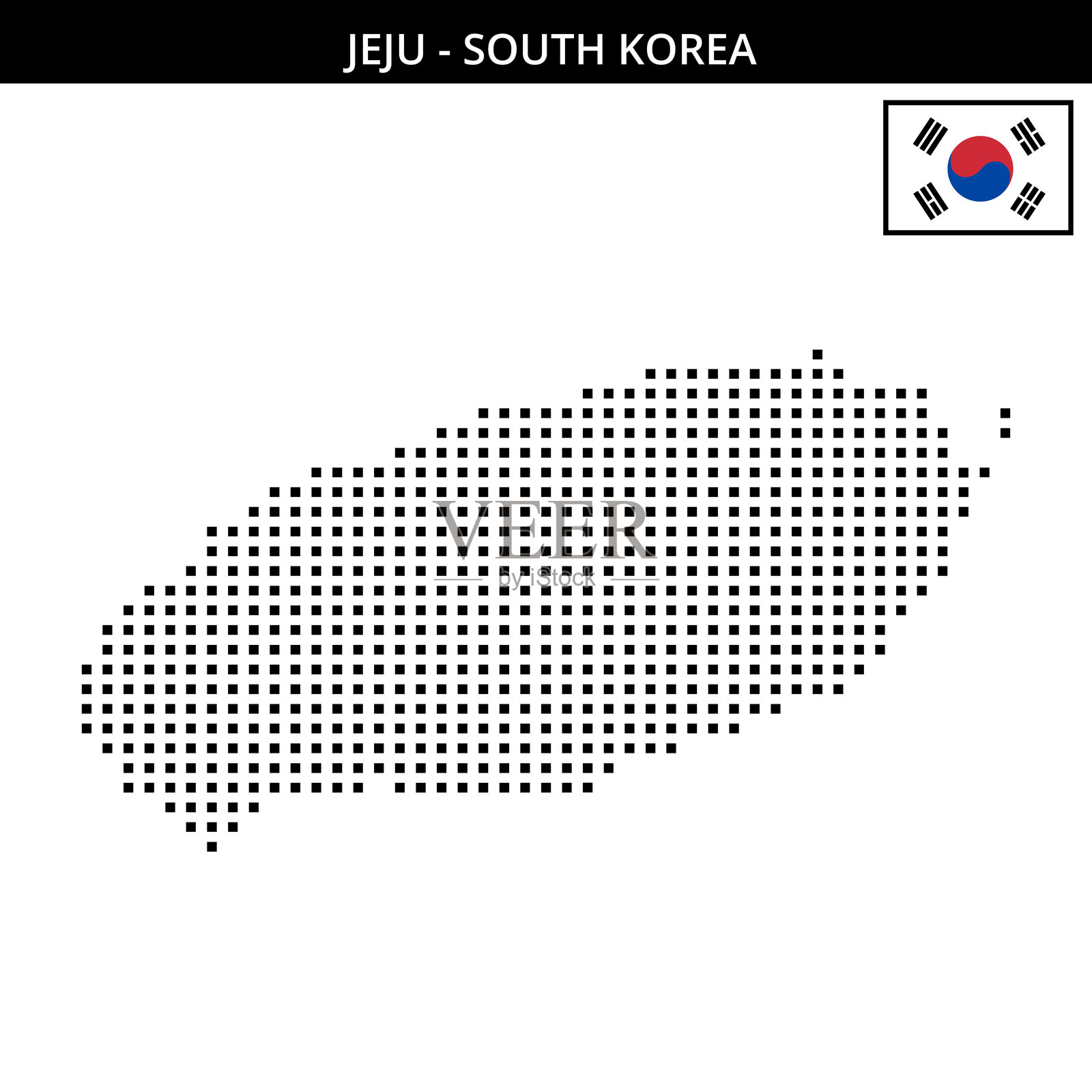 韩国济州岛的中等方形点状地图插画图片素材