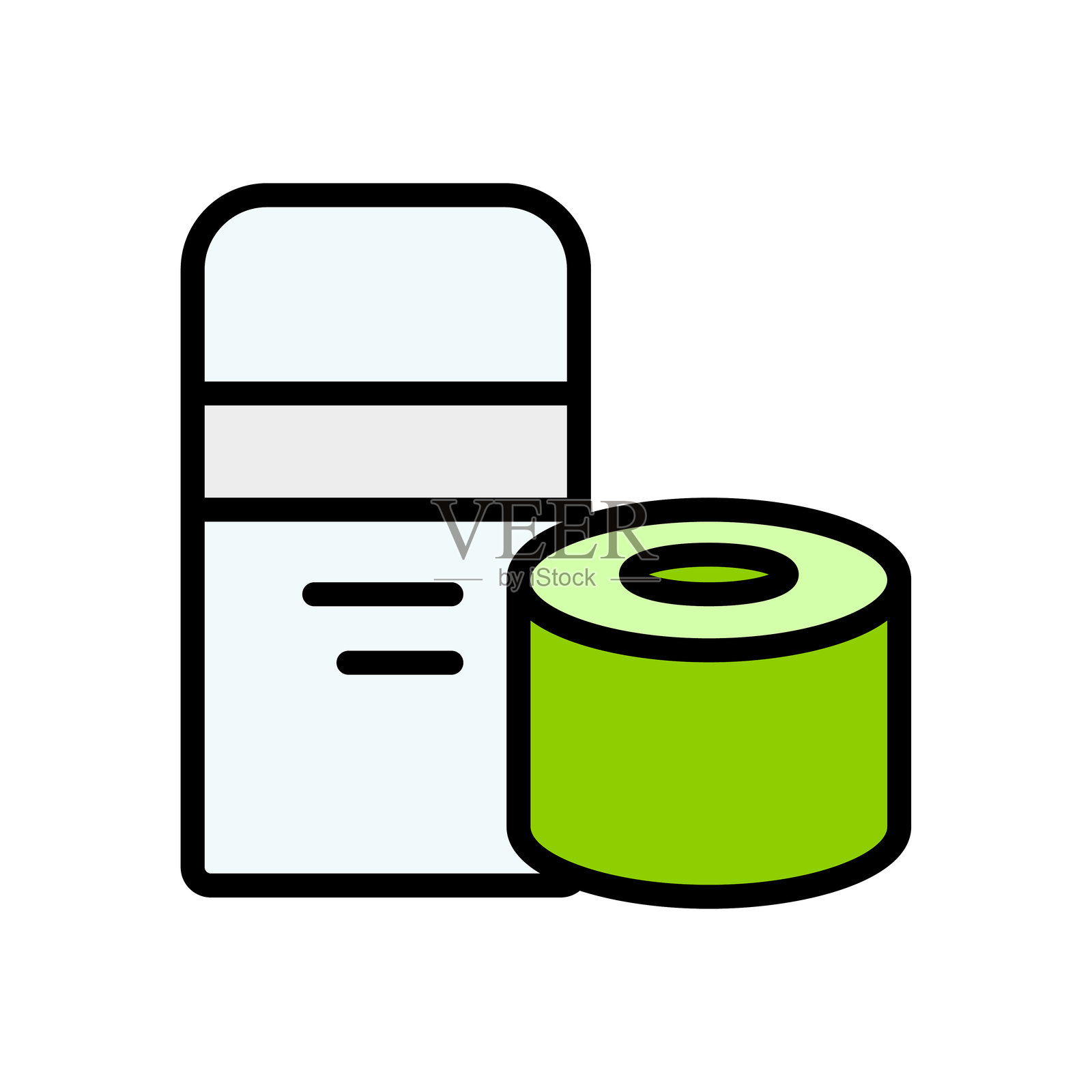 弹性治疗胶带。运动医学胶带图标。肌肉肿胀和疼痛缓解。关节和韧带支持。孤立的矢量插图。插画图片素材