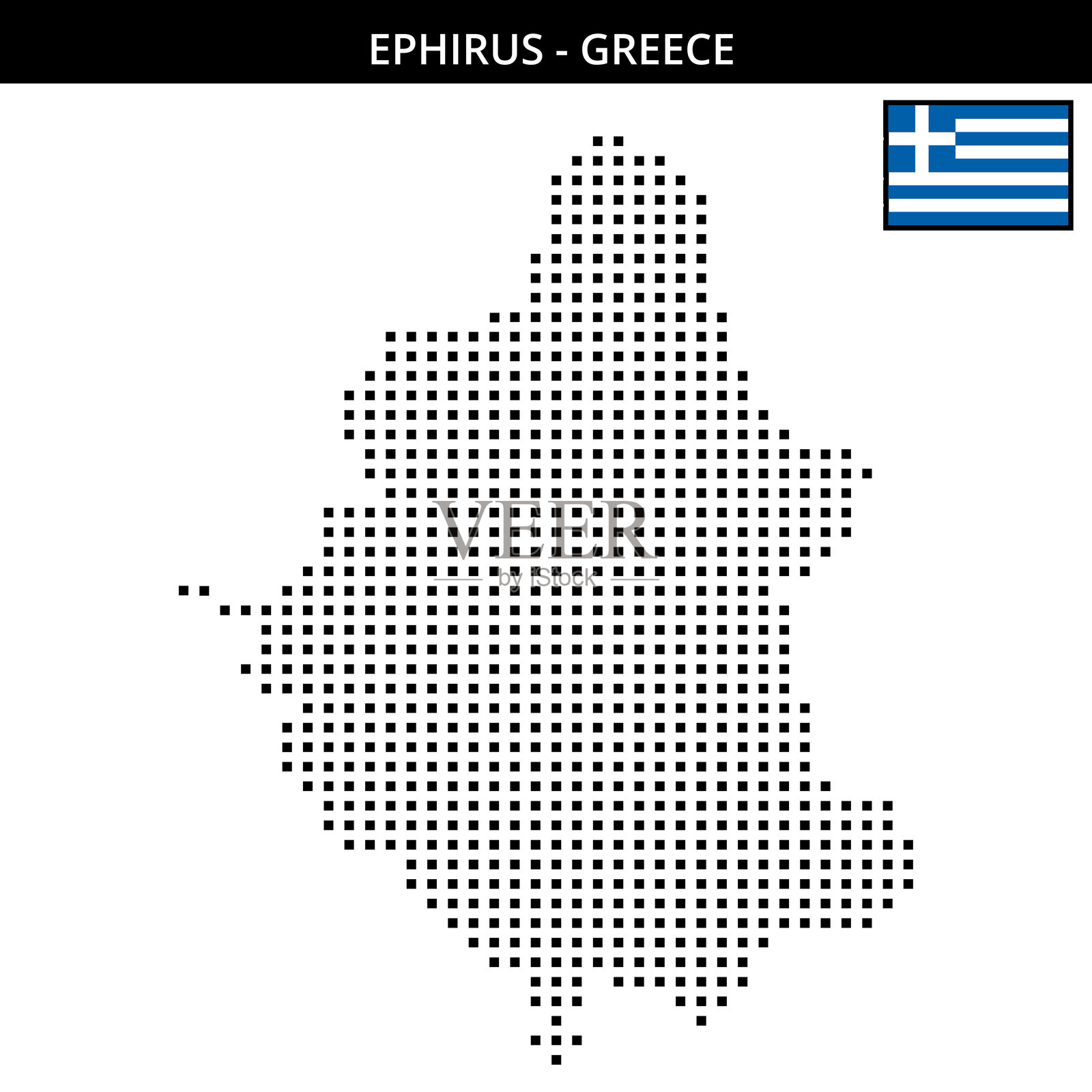 希腊埃皮鲁斯地区的中等方形点状地图插画图片素材