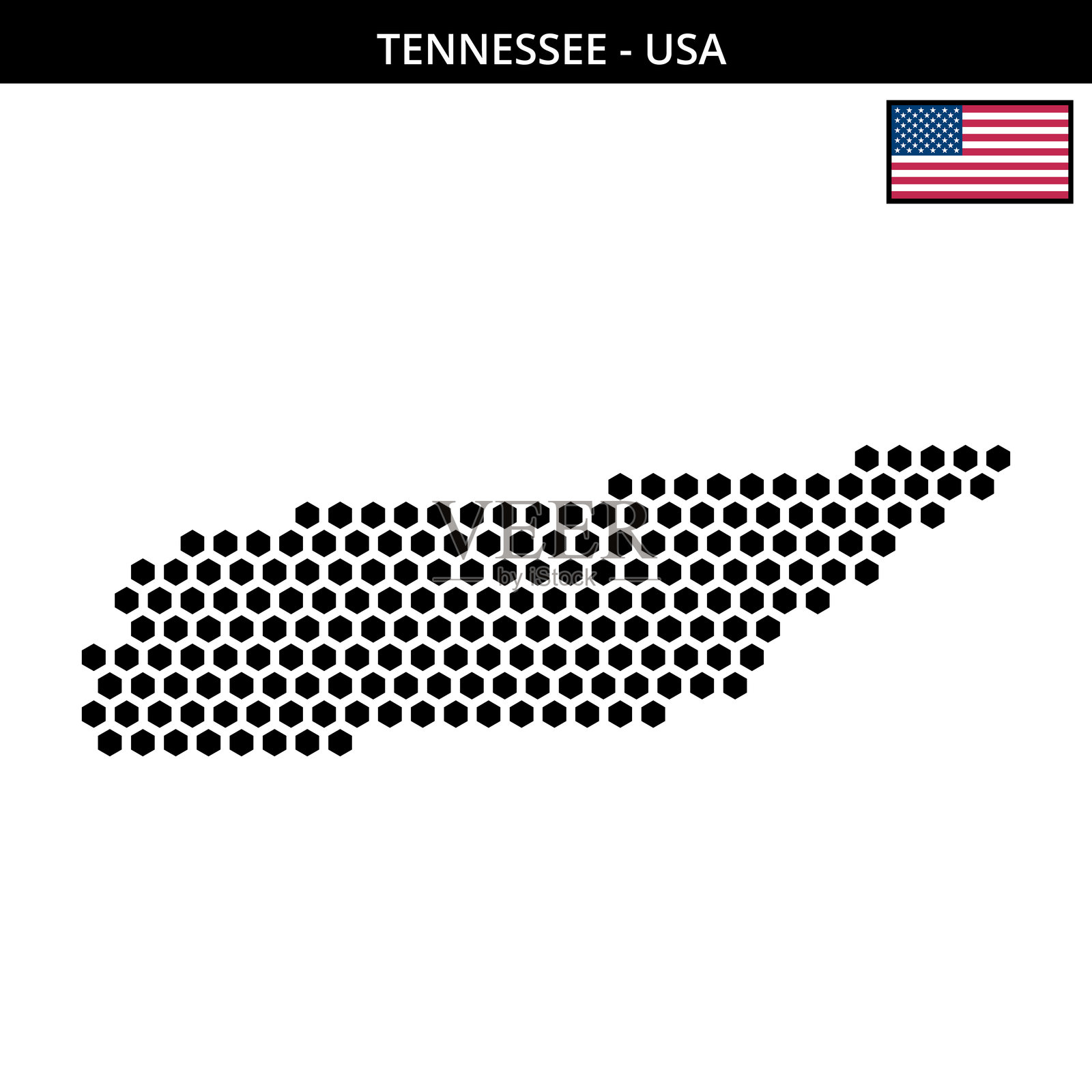 美国田纳西州的大六边形点状地图插画图片素材