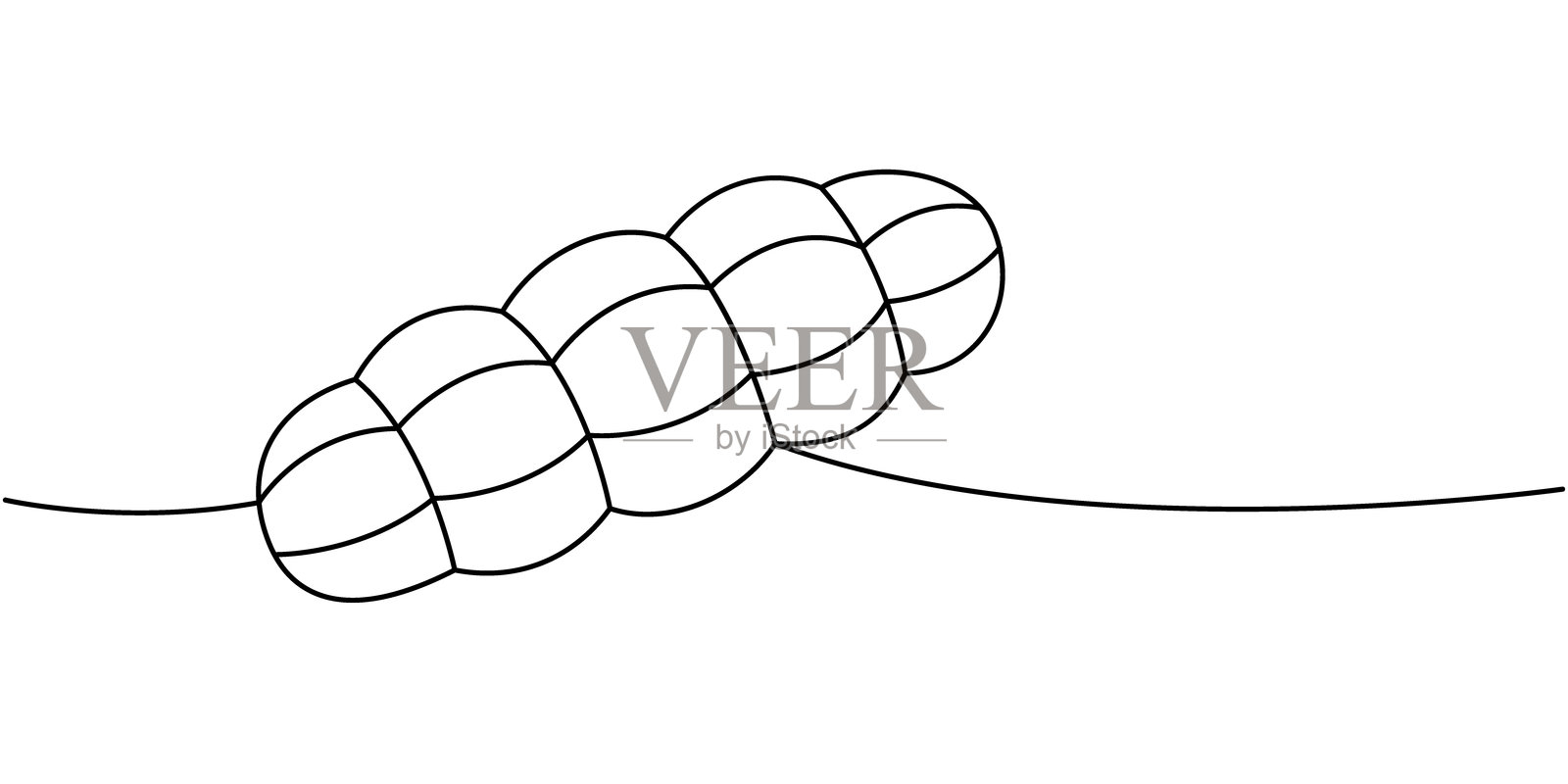 烟熏火腿香肠一笔连续画。半成品。矢量插图。插画图片素材