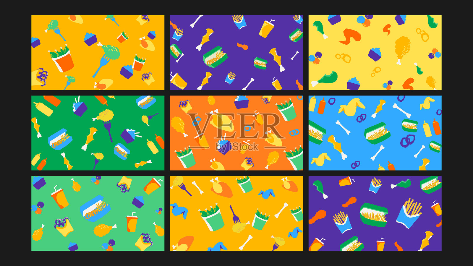 快餐桶背景套装插画图片素材