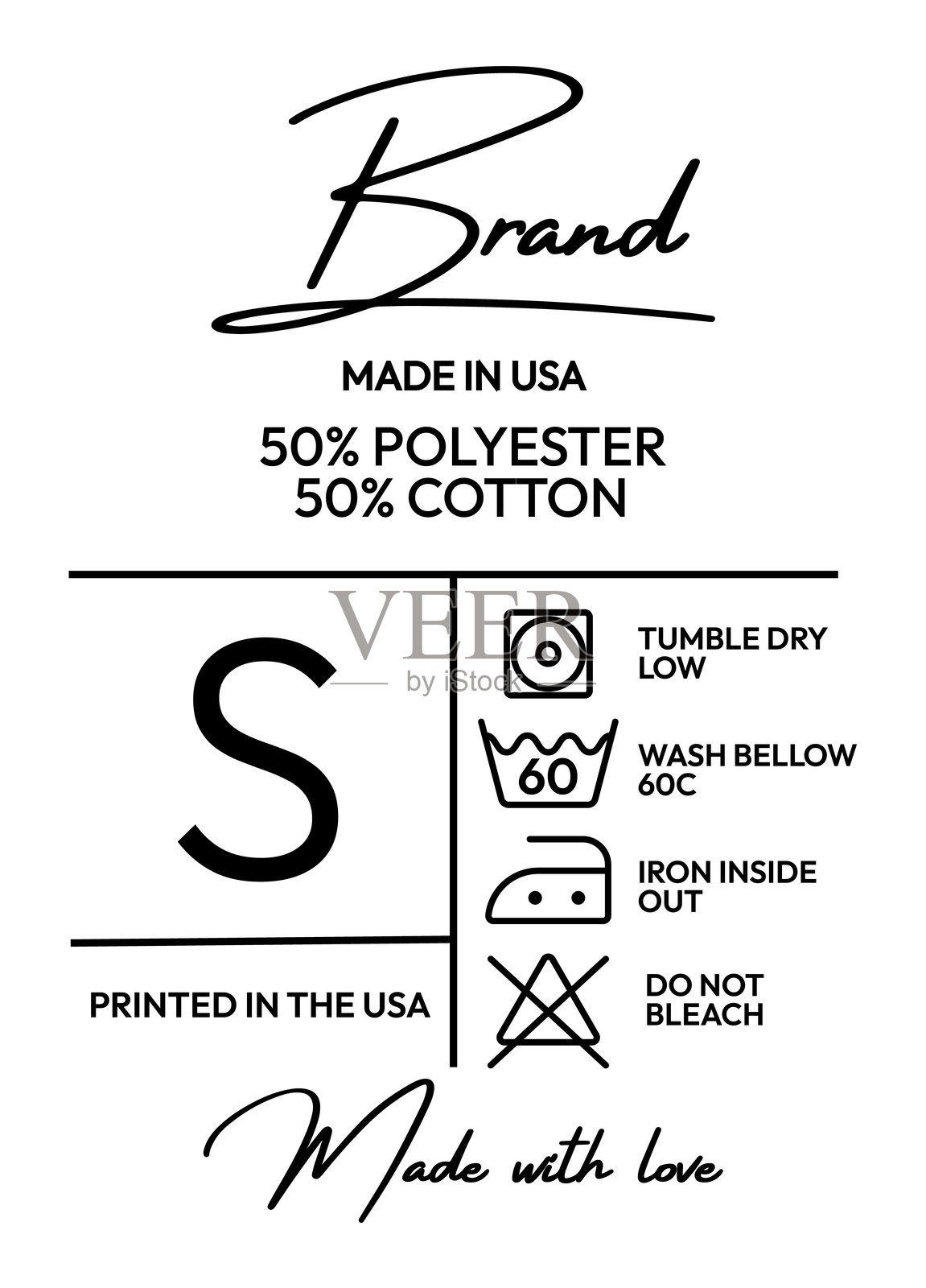 品牌服装标签及洗涤说明插画图片素材