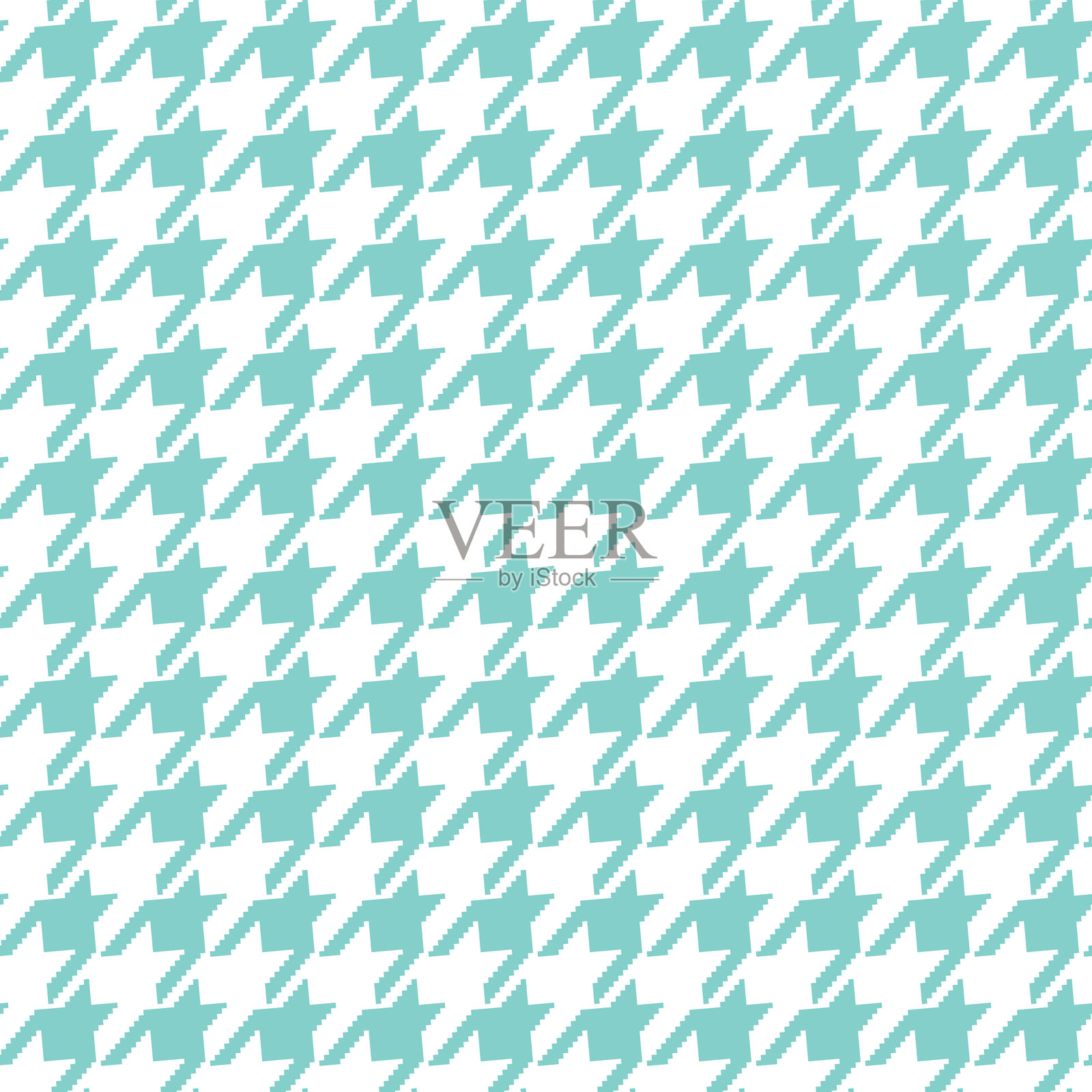 几何蓝白无缝图案，带有小狗牙纹饰。单色图形重复设计。现代简约风格的方形背景。用于面料和纺织品的矢量棋盘图案。插画图片素材