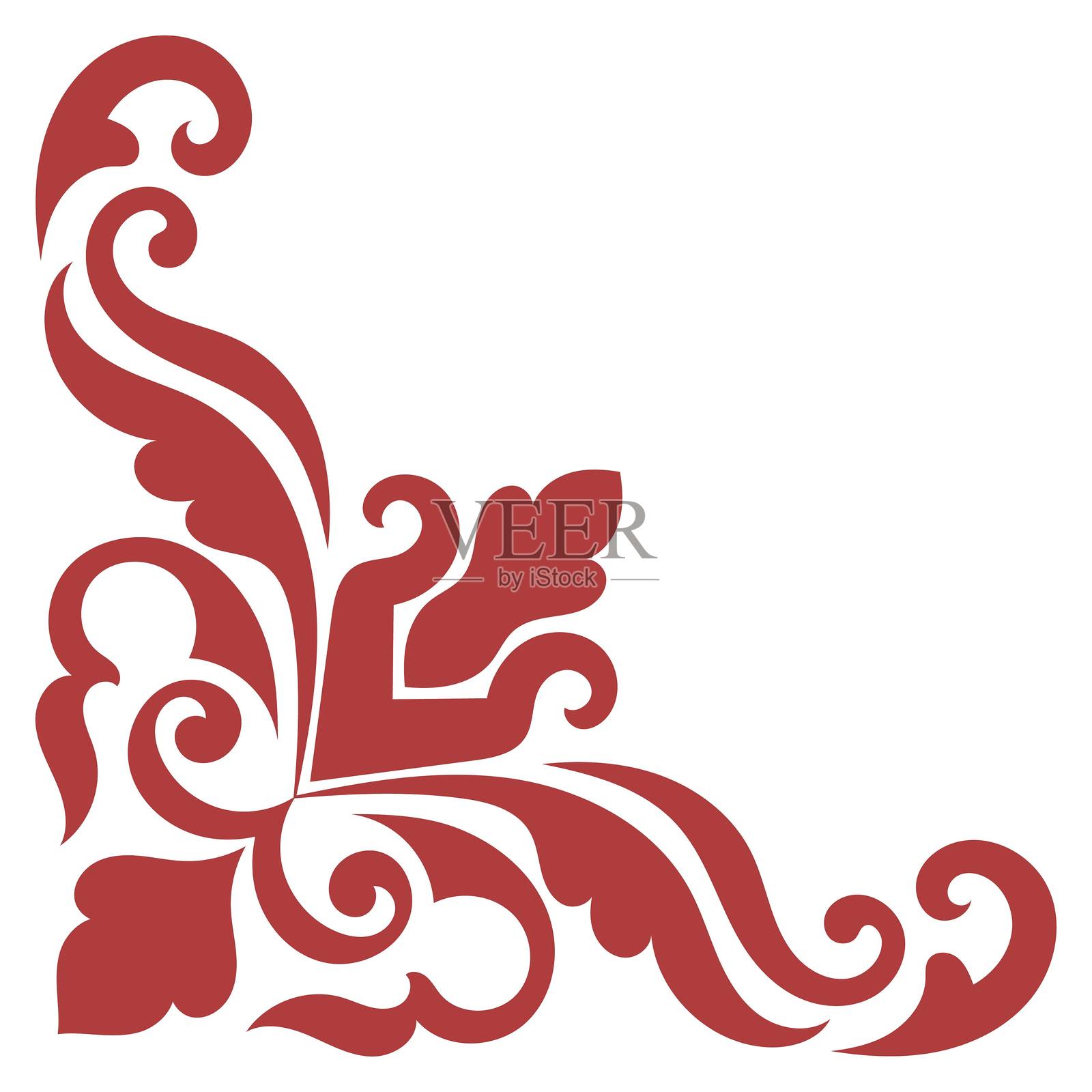 复古角落，红色边框线用于卡片制作，图形元素插画图片素材