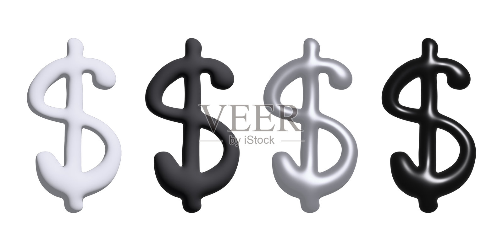 3D美元货币符号的集合。设计用的单一元素照片摄影图片