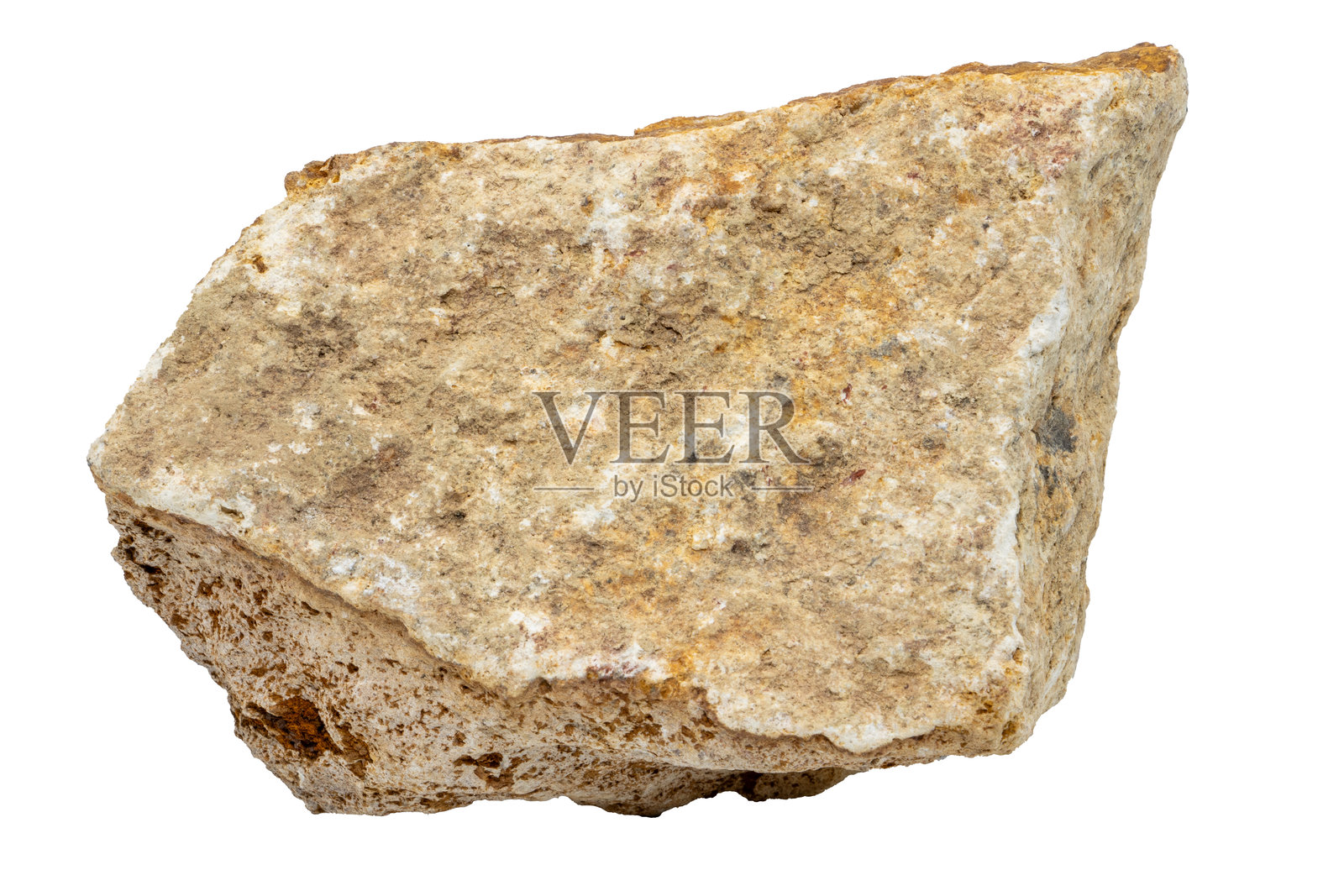 火成岩矿物的特写，孤立在白色背景上。照片摄影图片