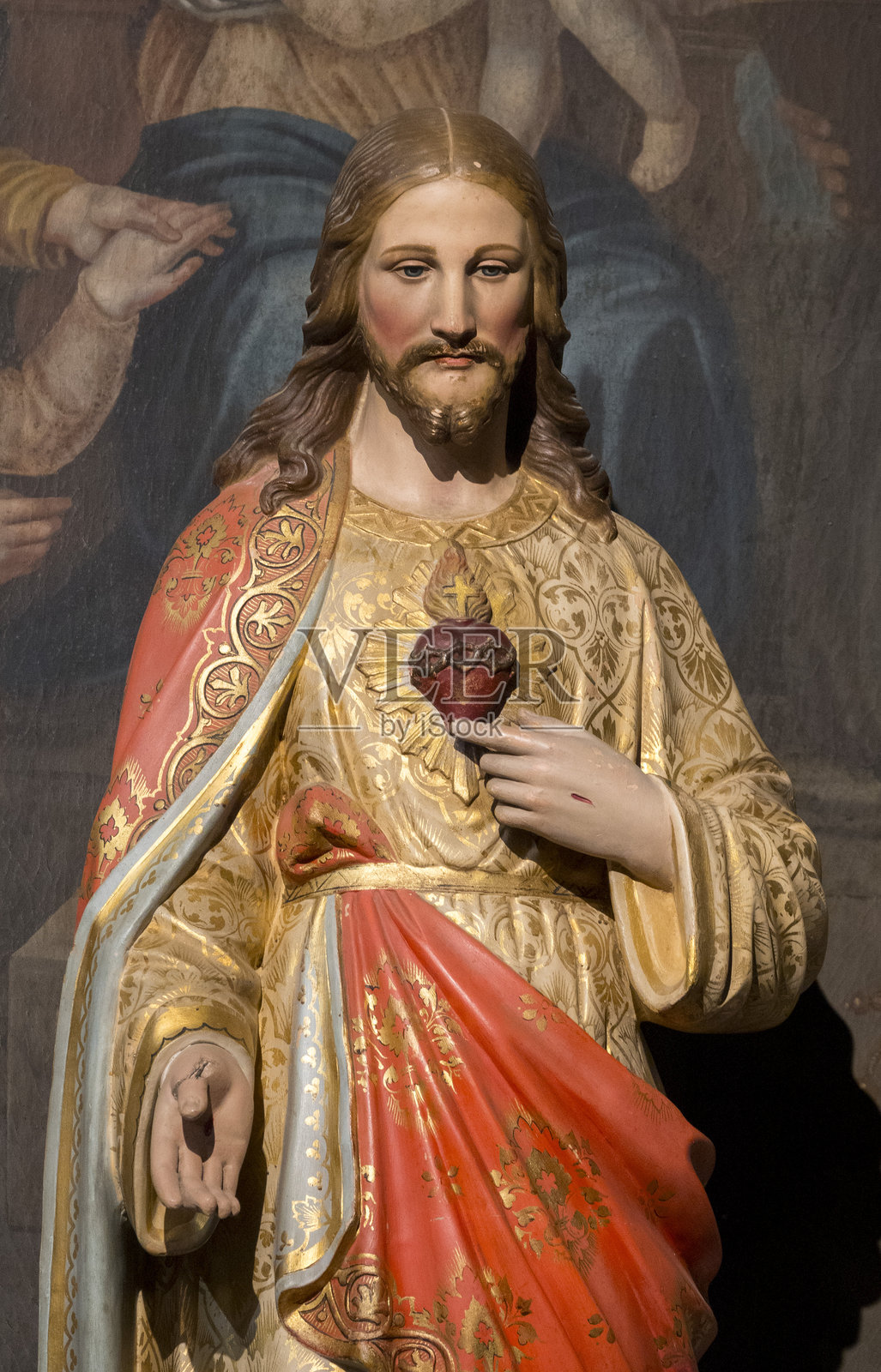 耶稣基督圣心雕像（19世纪）。照片摄影图片