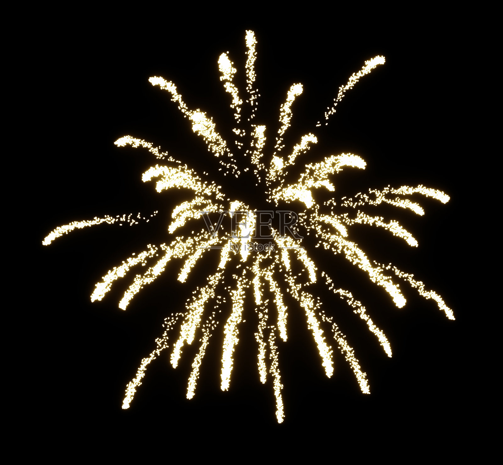 黑色背景上的闪耀金色烟花庆祝插图 3D 渲染照片摄影图片