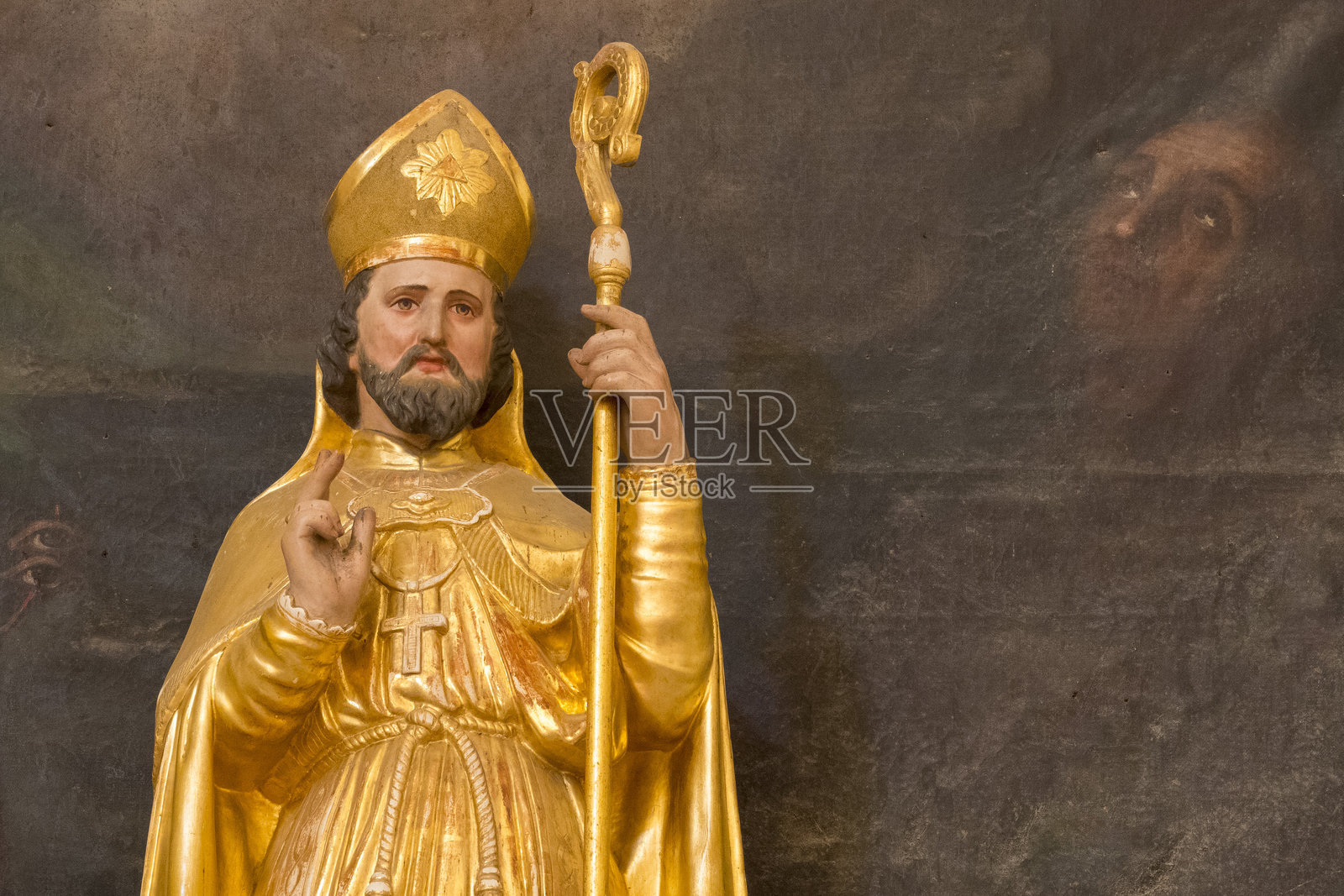 19世纪的圣奥古斯丁雕像，罗马天主教的圣人。照片摄影图片