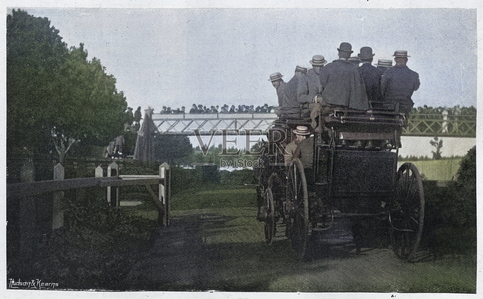 1897年英格兰板球队在澳大利亚巡回赛期间回家的情景，维多利亚时代，1890年代，复古照片，19世纪插画图片素材