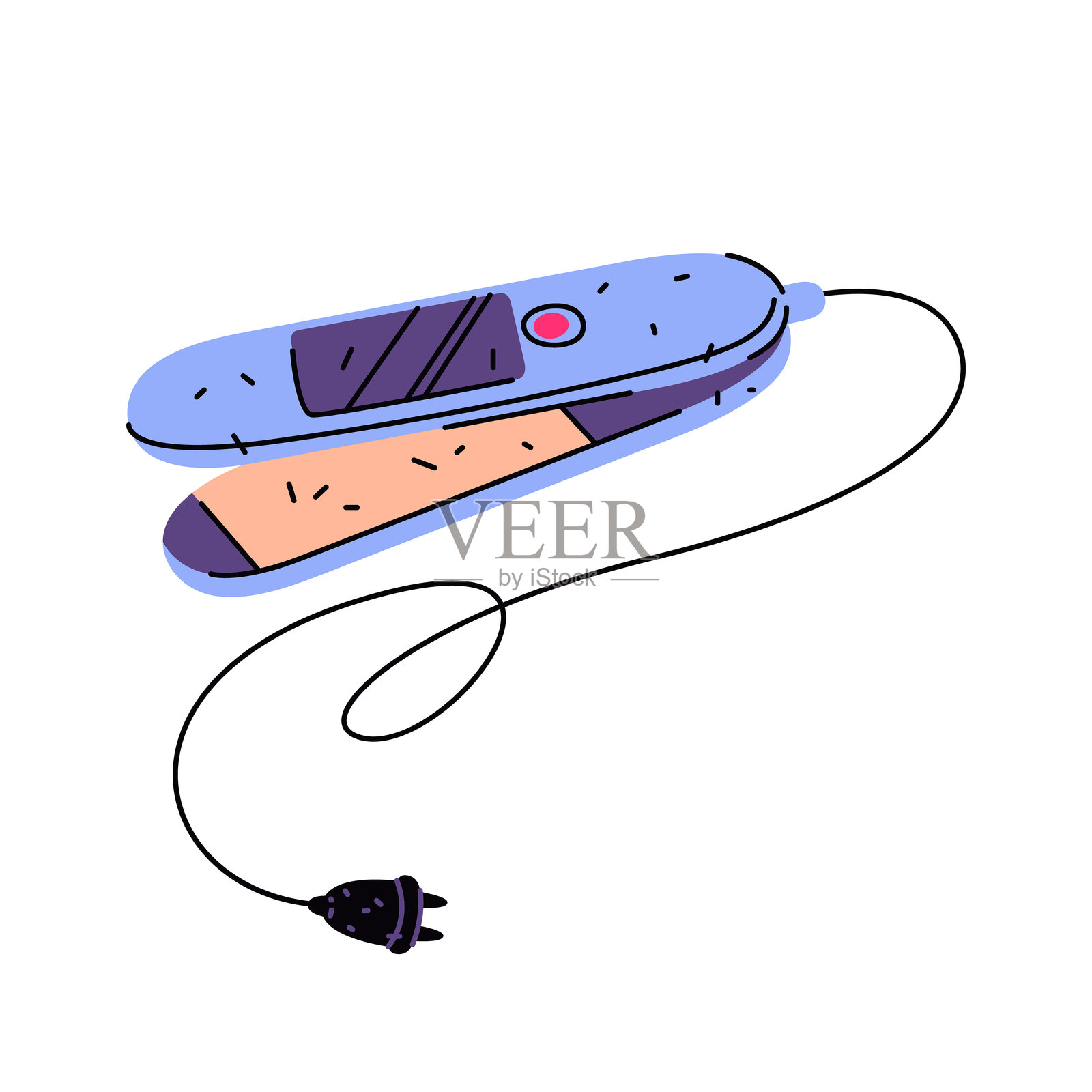 直发器或平板熨斗。矢量护发。插画图片素材