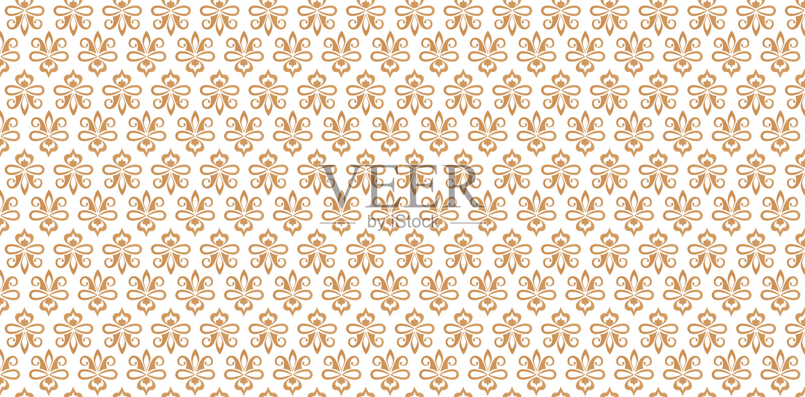 带有民族图案的无缝金色花纹，背景为白色。插画图片素材