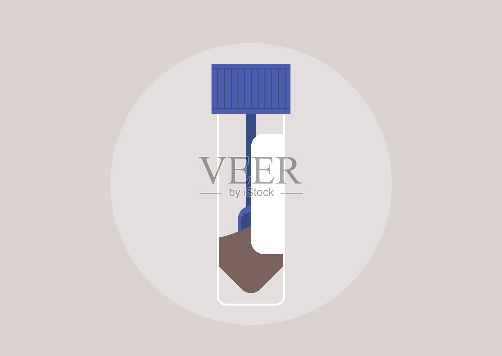 一个无菌容器中装有小便便样本，经过精心准备以供实验室分析。这一细节强调了在医学诊断中精确程序的重要性。插画图片素材