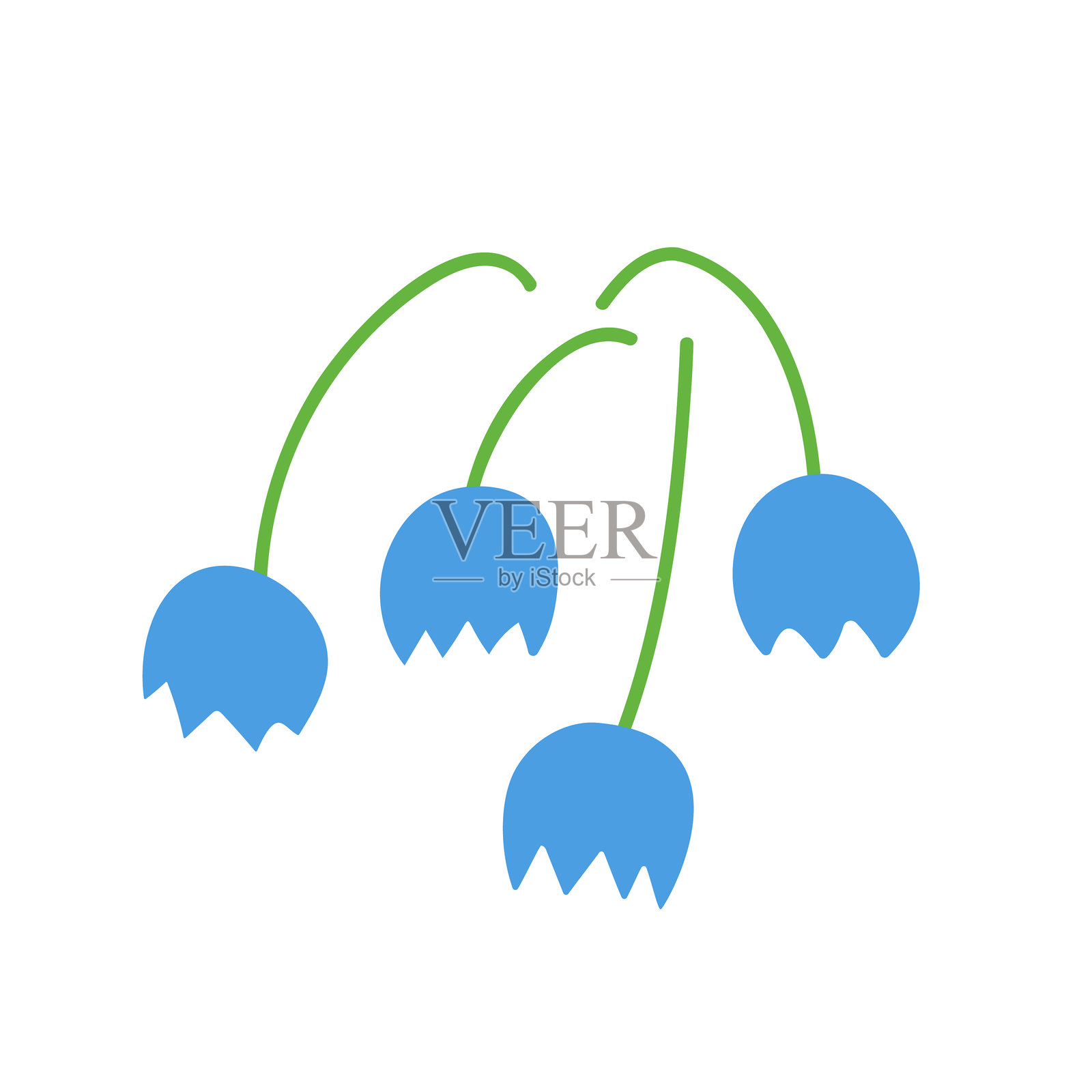 悬挂花卉作为顶部装饰，简单的平面矢量插图插画图片素材