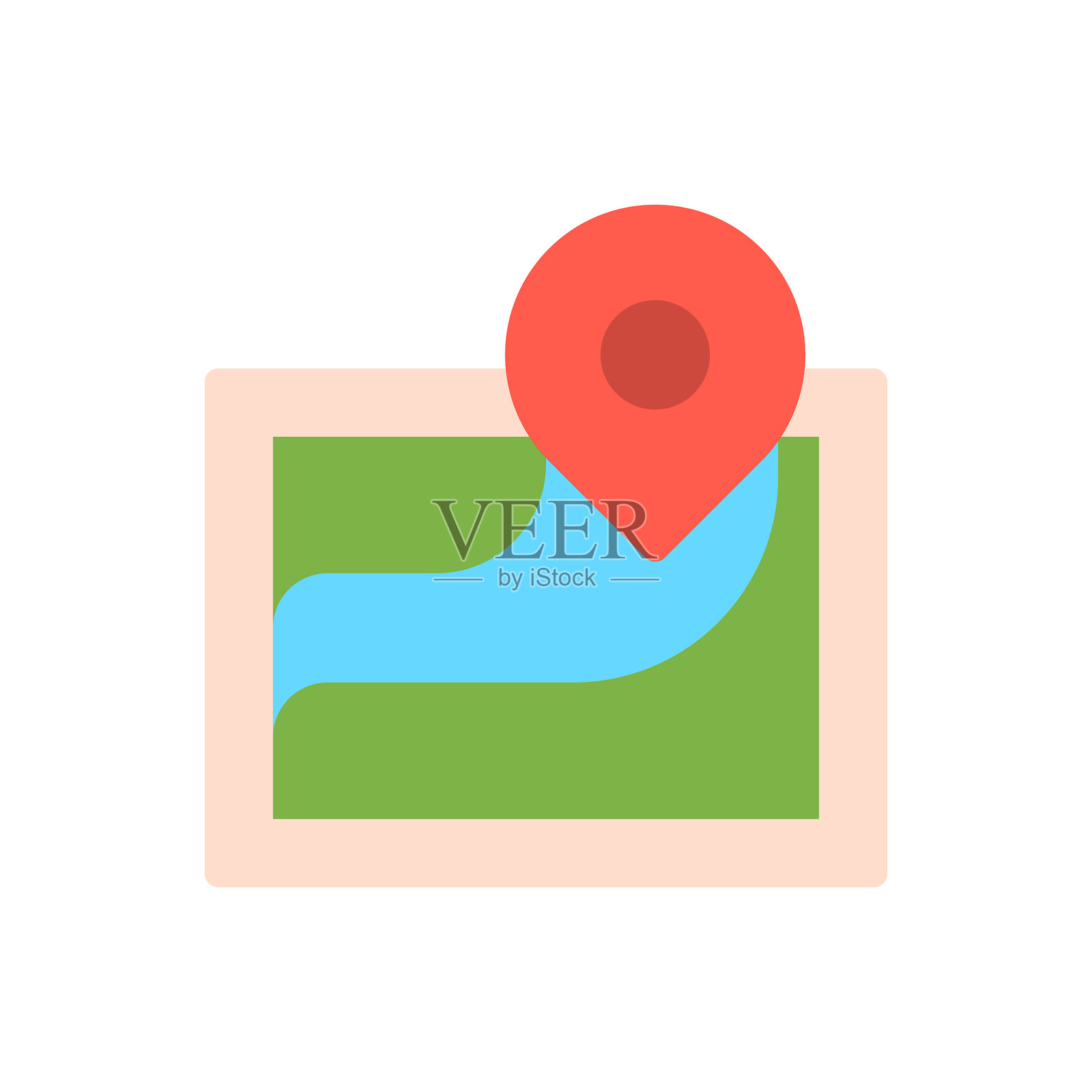 导航，地图扁平矢量图标，白色背景上的矢量插图，符号，表情符号。插画图片素材