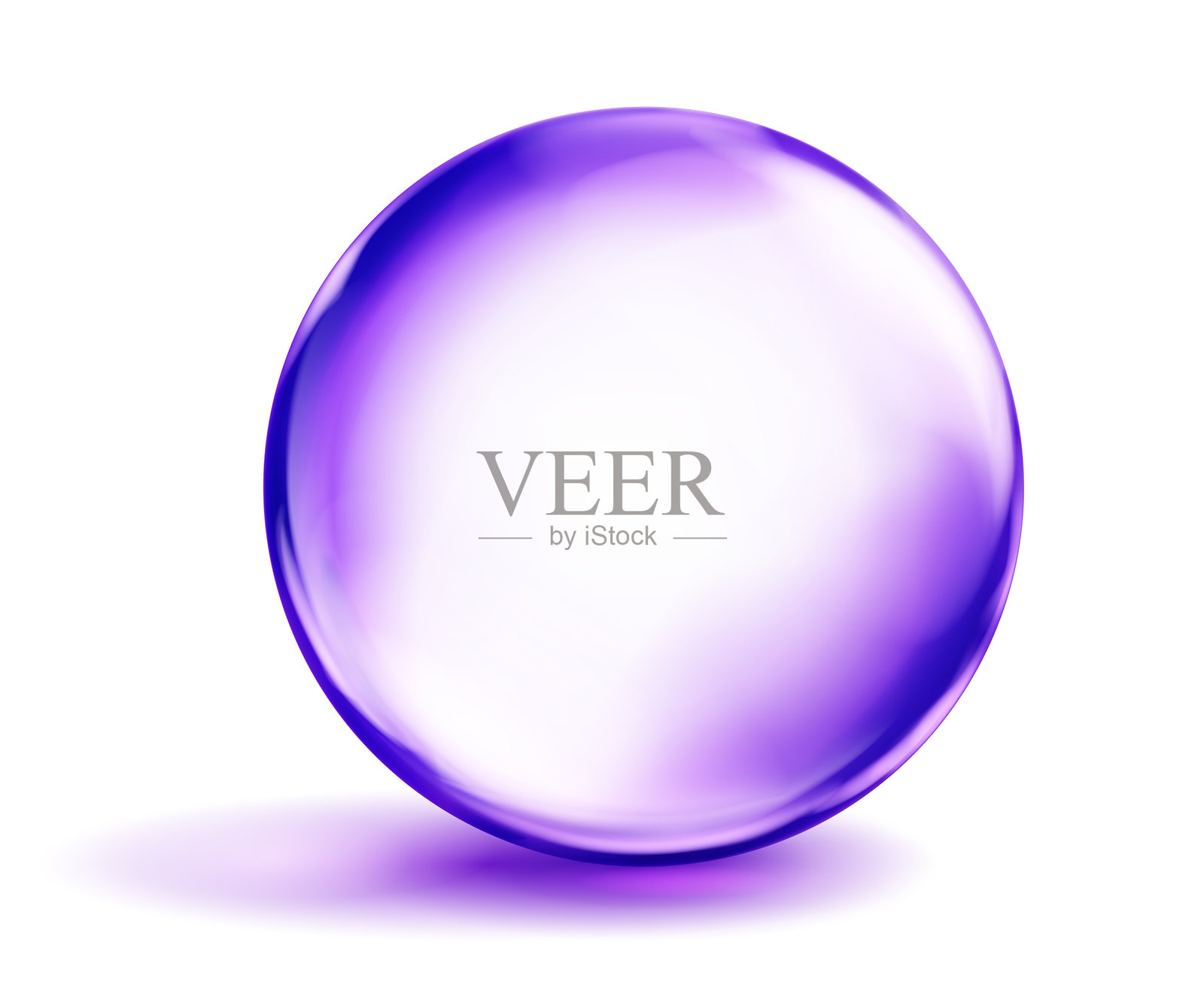 带有光晕和阴影的紫色球体。插画图片素材