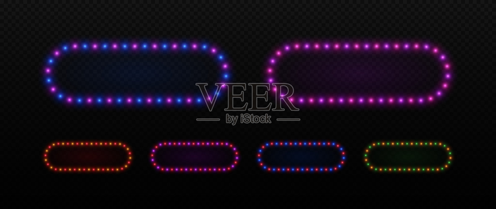 霓虹灯泡二合一矩形圆形3插画图片素材