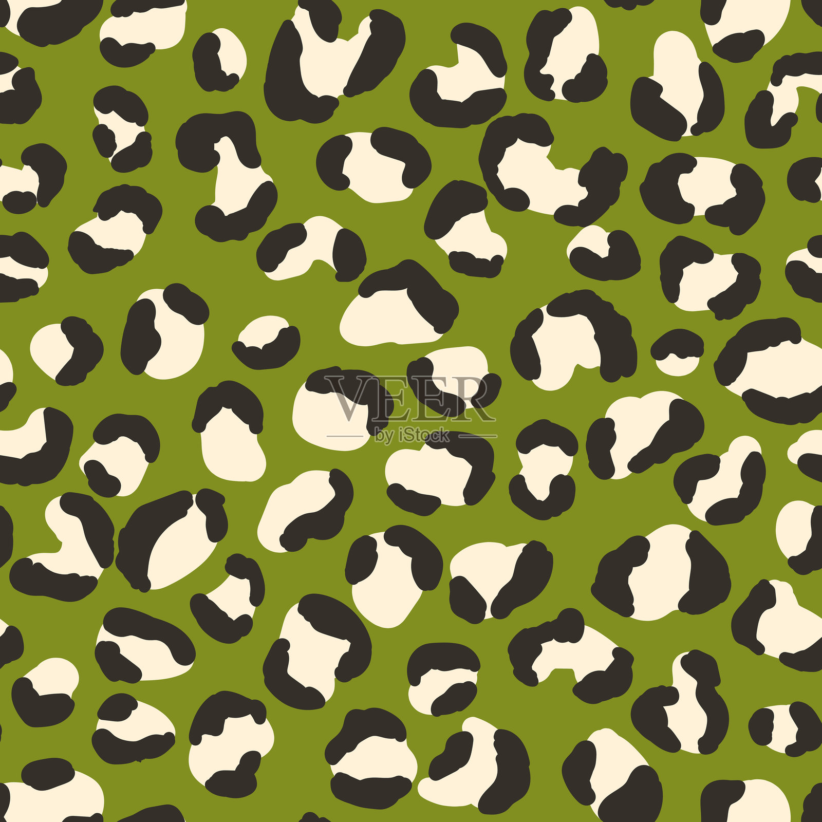 抽象现代豹子无缝图案。动物时尚背景。用于印刷、卡片、明信片、面料、纺织品的彩色装饰矢量插图。现代风格的皮肤图案。插画图片素材