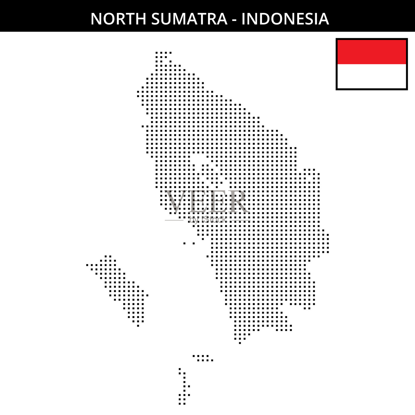 印尼北苏门答腊的小方格点状地图插画图片素材
