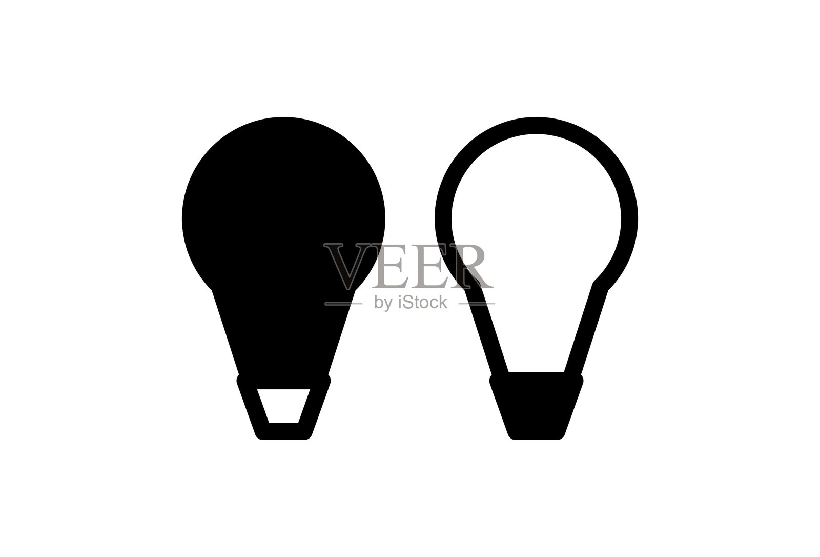 灯泡创意图标，线条与实心图标风格插画图片素材