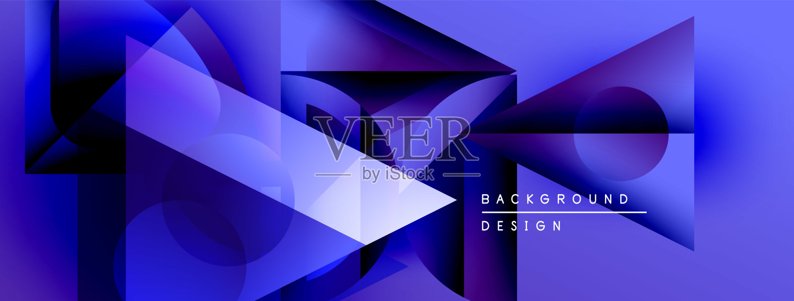 抽象几何形状重叠，形成生动的蓝色渐变。现代设计暗示着科技、创新和动态构图。插画图片素材