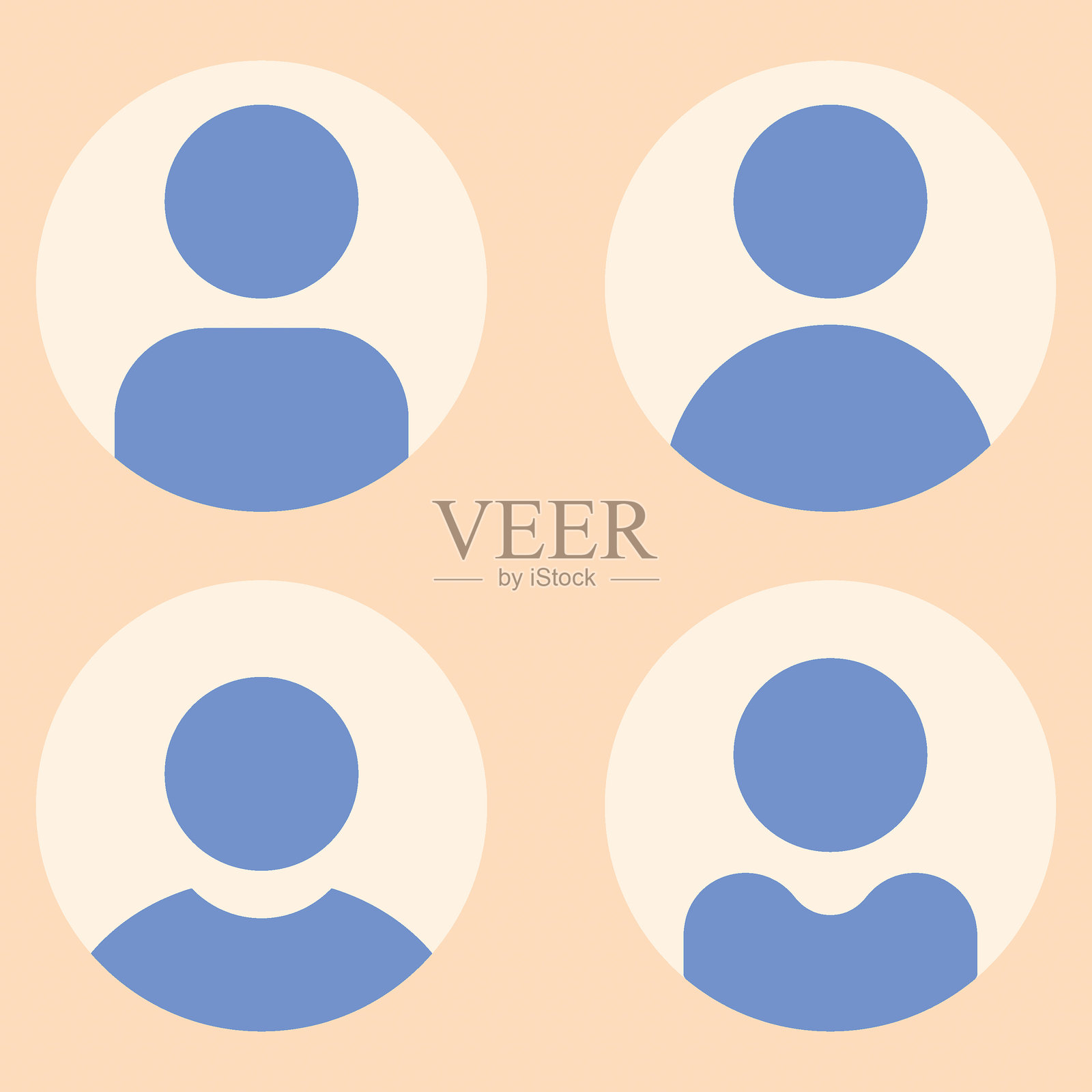 扁平化插图。头像，用户资料，面部图标，中性性别轮廓，个人资料图片。适合社交媒体资料、图标、启动画面和作为模板使用。插画图片素材