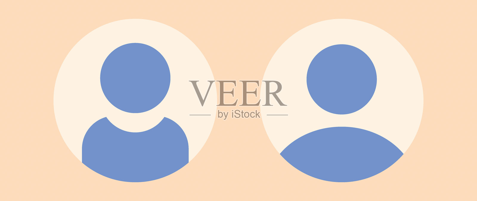 扁平化插图。头像，用户资料，面部图标，中性性别轮廓，个人资料图片。适合社交媒体资料、图标、启动画面和作为模板使用。插画图片素材